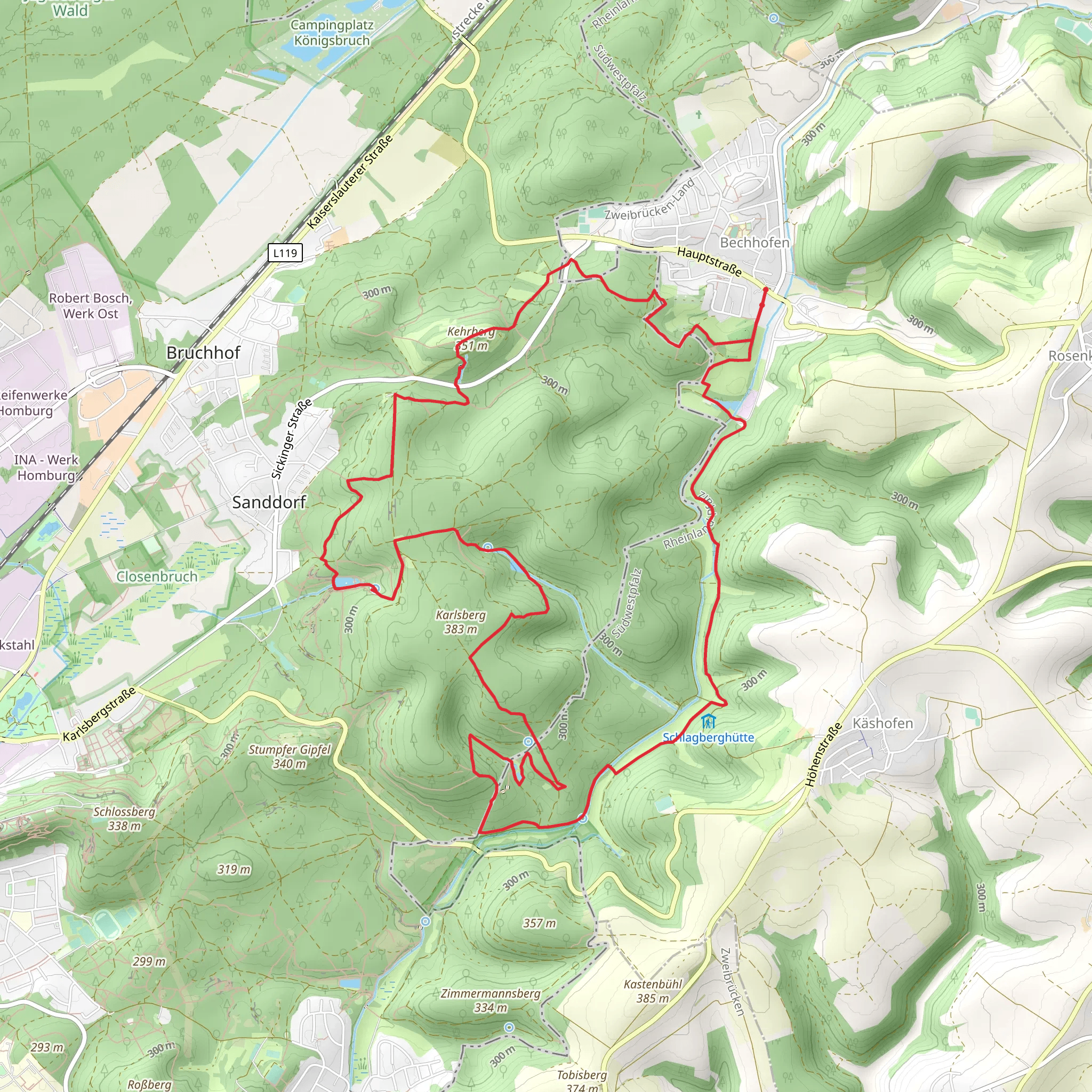Bechhofen and Ruine Barenstalle Loop mobile static map