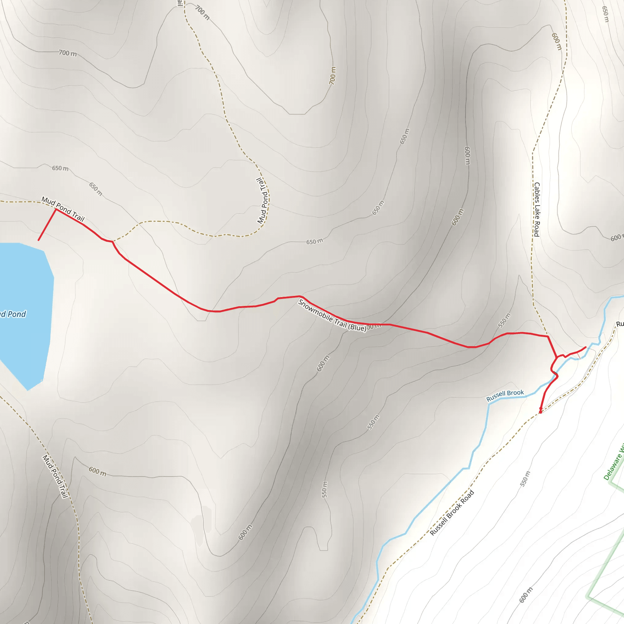 Mud Pond Trail via Russell Brook Road mobile static map