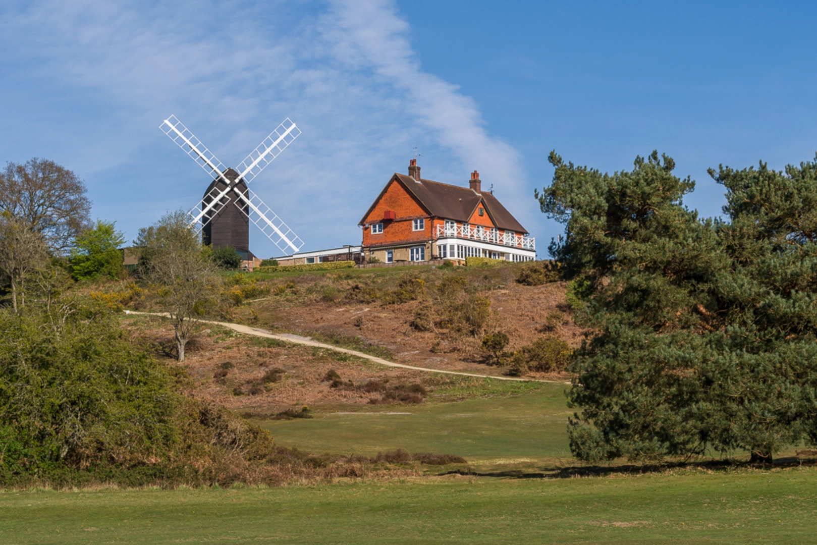 An image depicting the trail Reigate Heath Loop and its surrounding area.