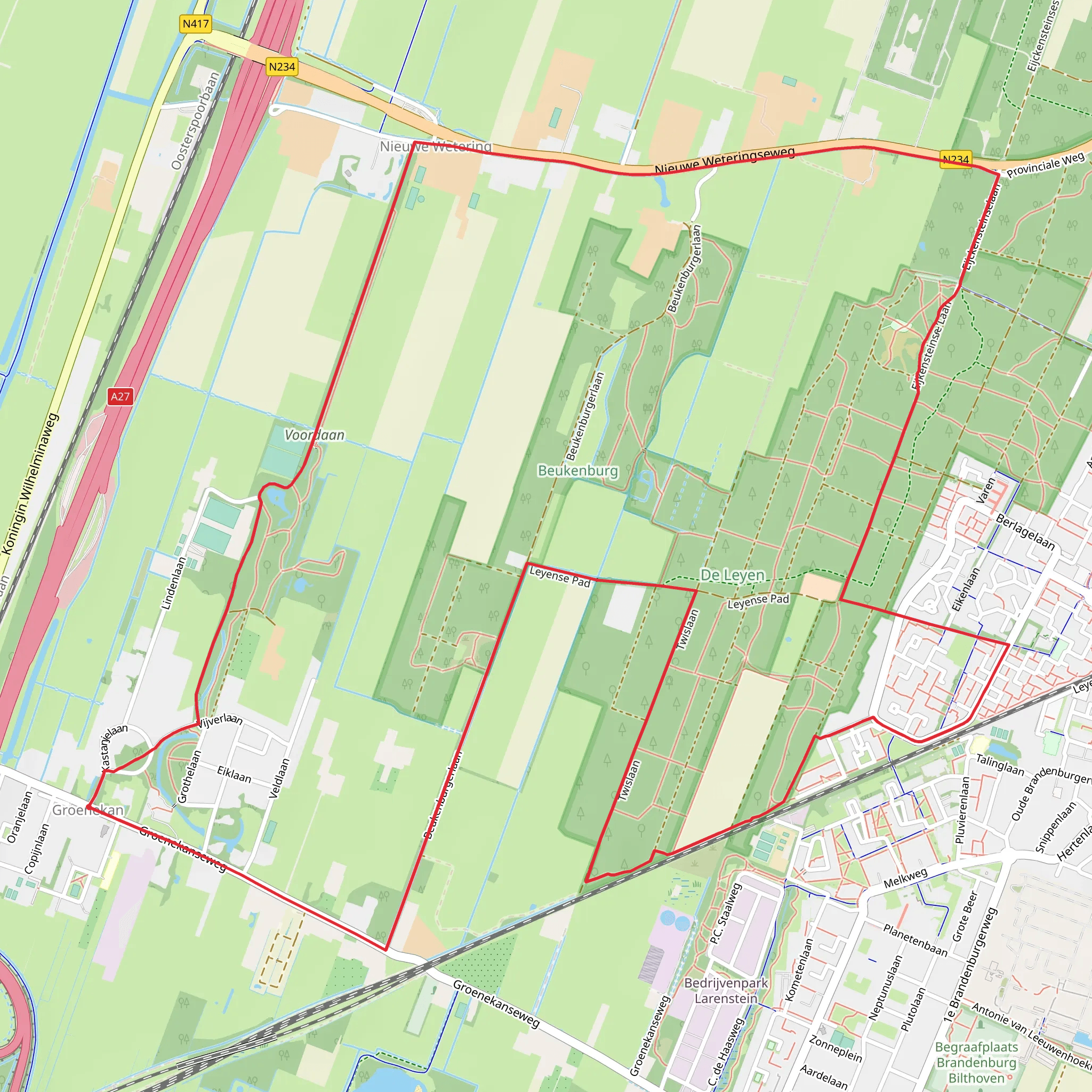 De Leijen via Groenekan en Verder mobile static map