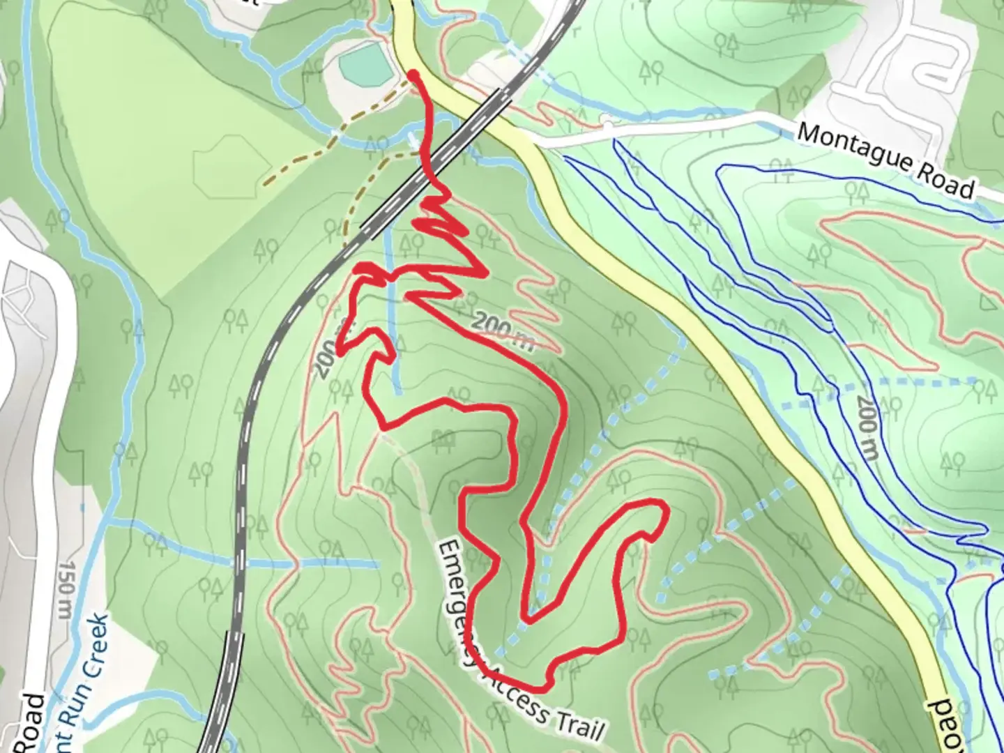 An image depicting the trail Incinerator and Trail Devou-tion Loop and its surrounding area.
