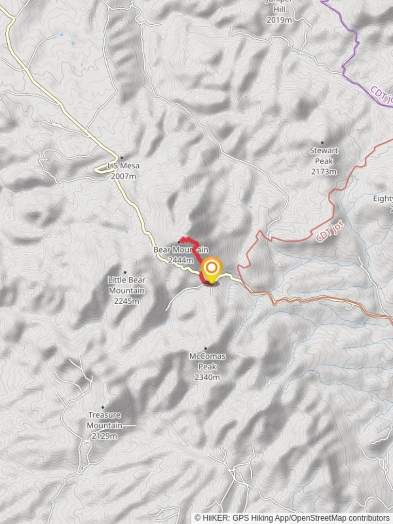 An image depicting the trail Bear Mountain Out and Back and its surrounding area.
