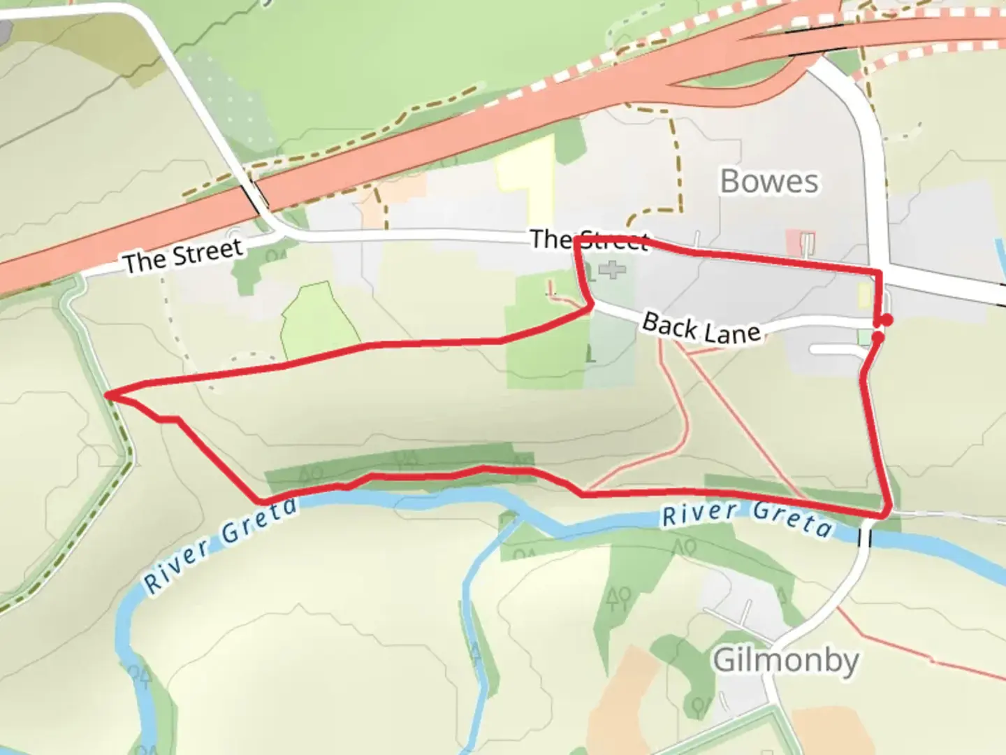 An image depicting the trail Mill Force Bowes and its surrounding area.