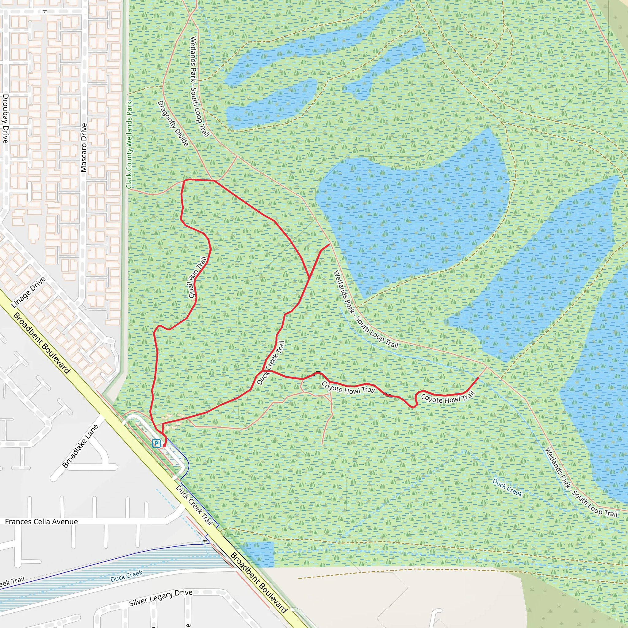 Coyote Howl, Duck Creek and Quail Run Loop Trail mobile static map