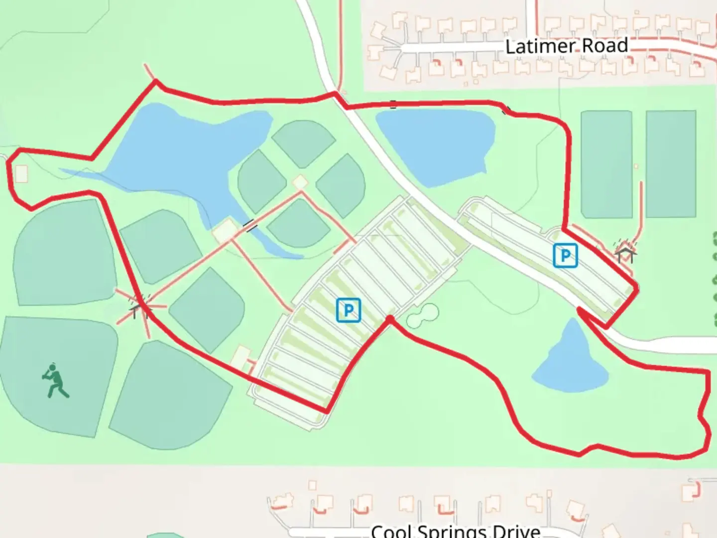 An image depicting the trail Latimer Lake Park Loop and its surrounding area.