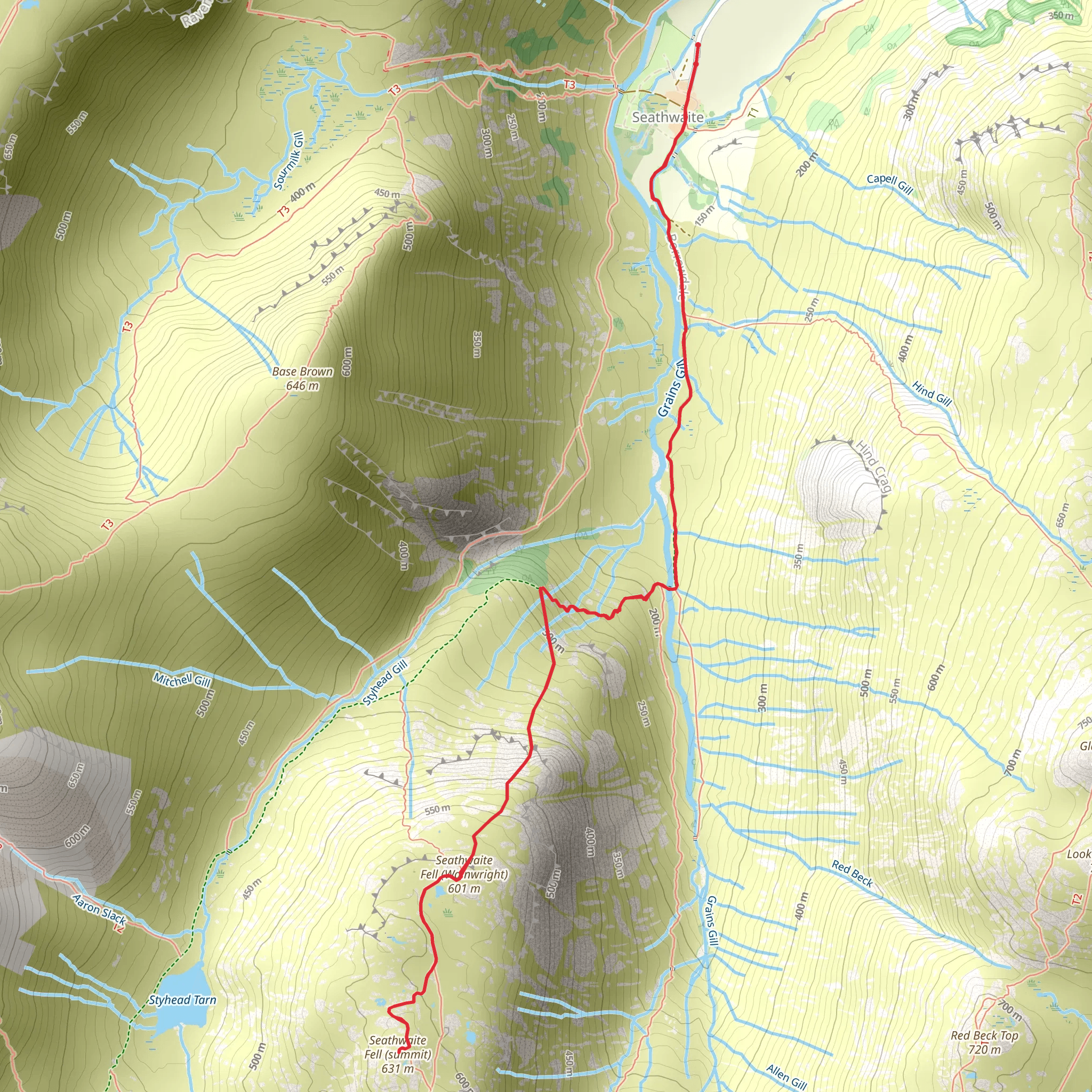 Seathwaite Fell mobile static map