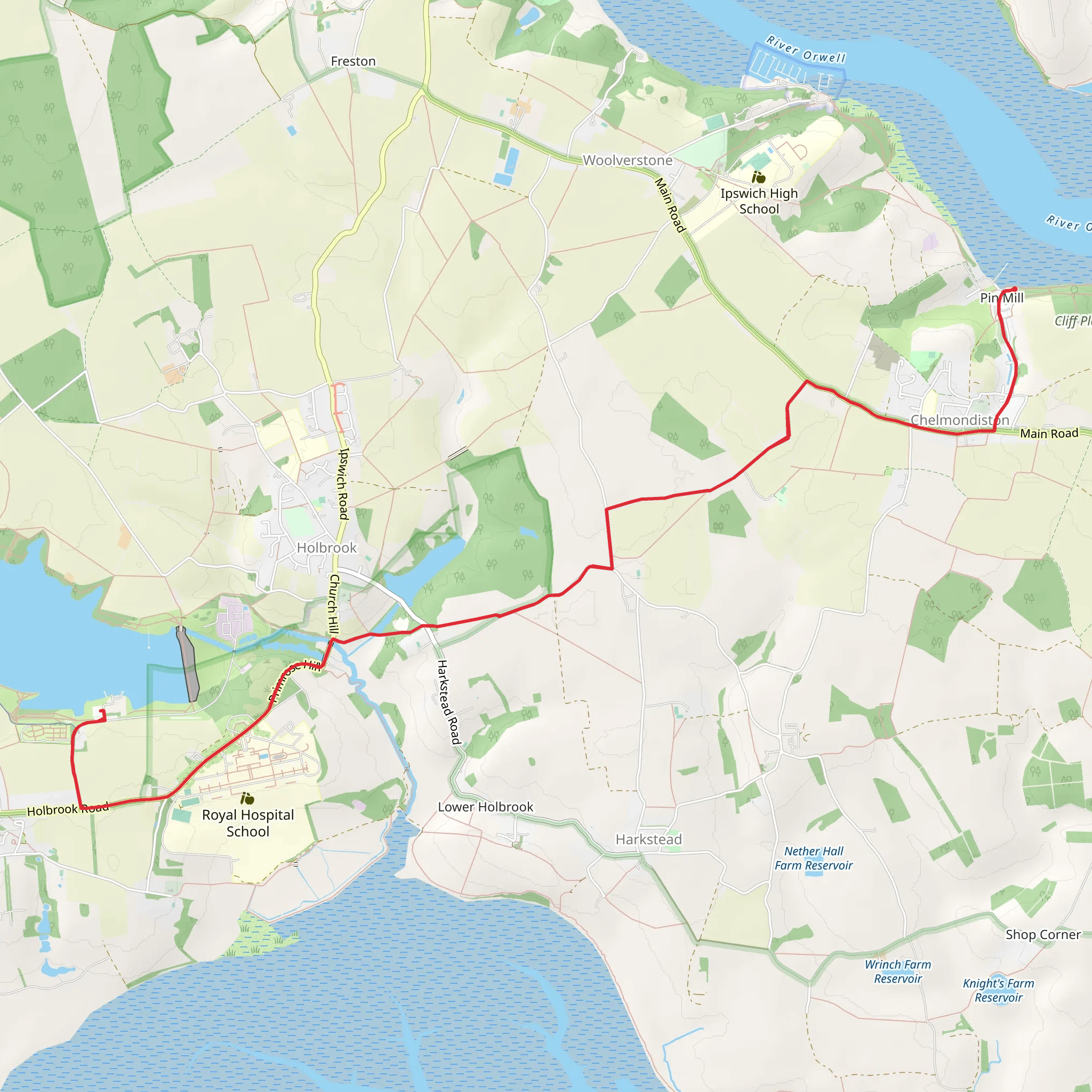 Holbrook Wood and Alton Water Walk mobile static map