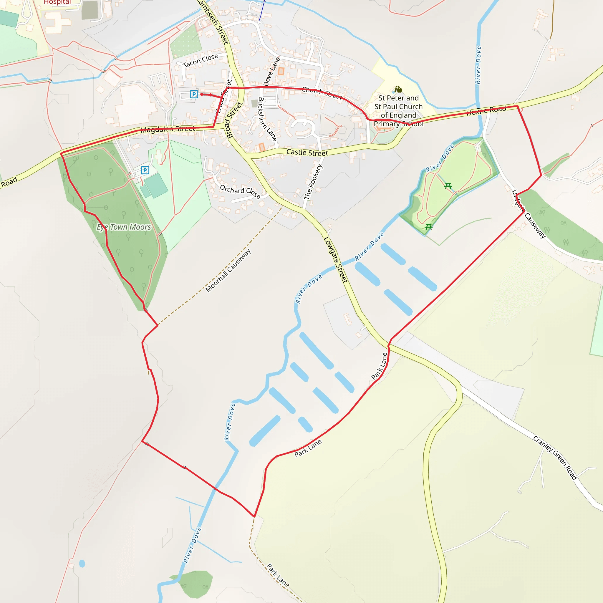 Eye Town Moor and Abbey Bridge Loop mobile static map