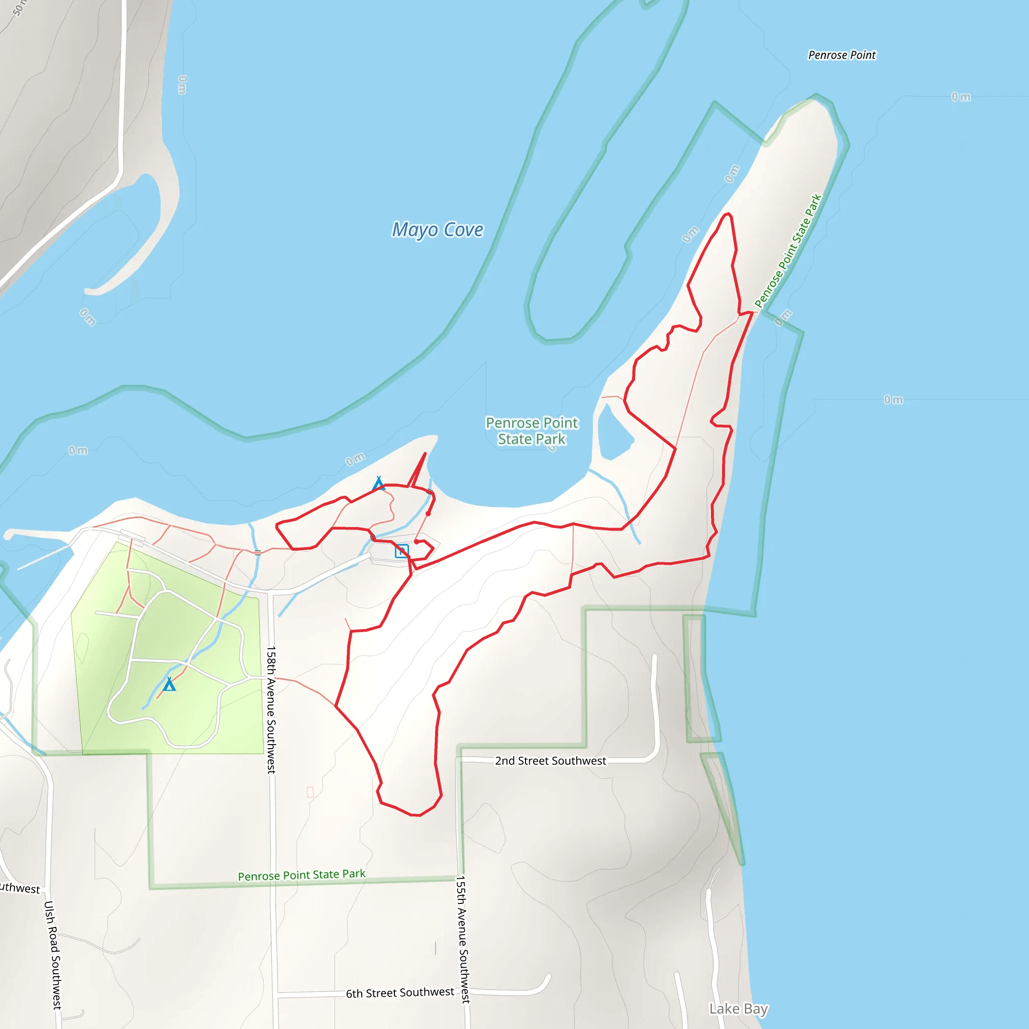Penrose Point State Park Loop mobile static map