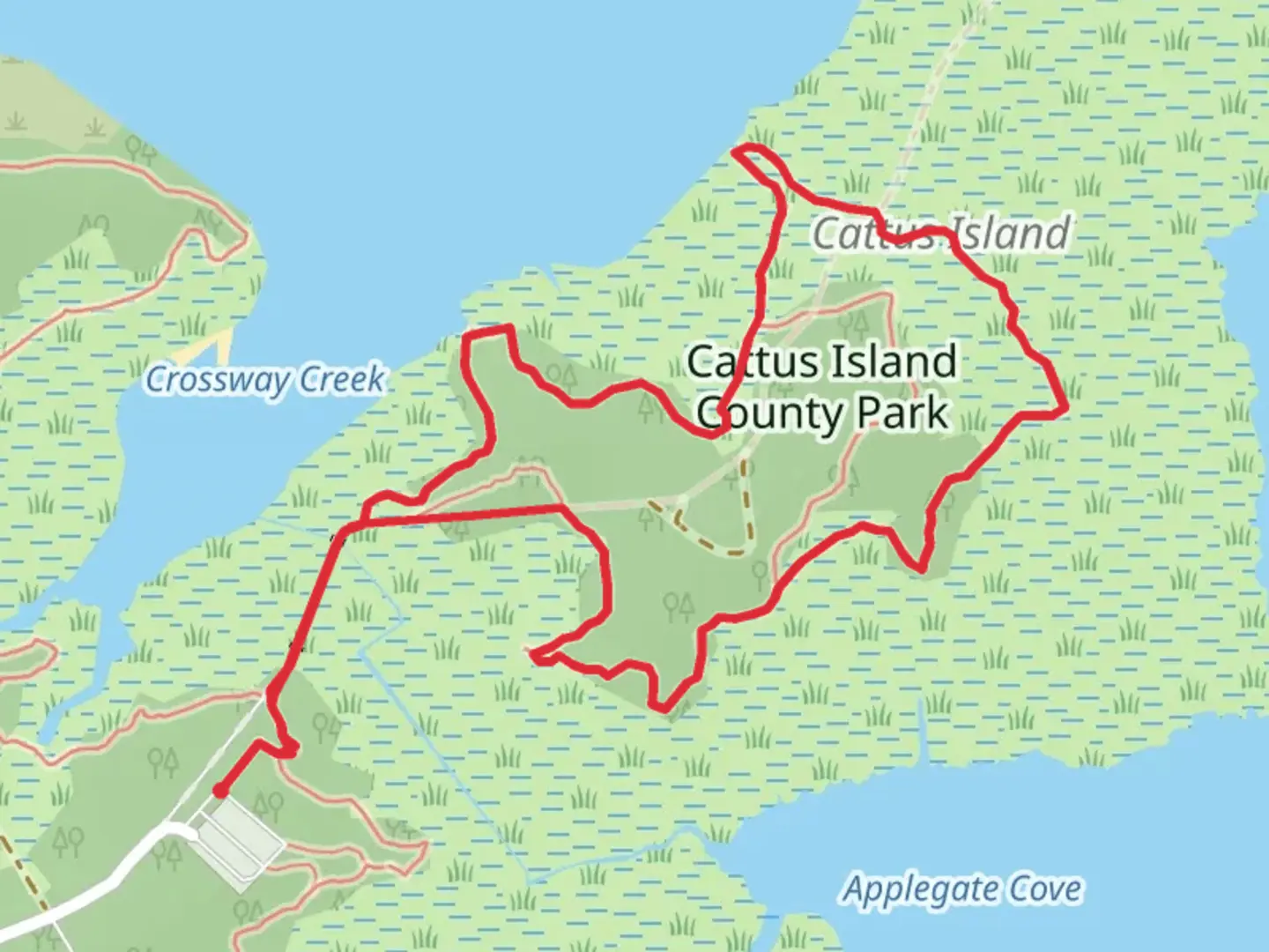An image depicting the trail Blue Trail Loop - Cattus Island Park and its surrounding area.