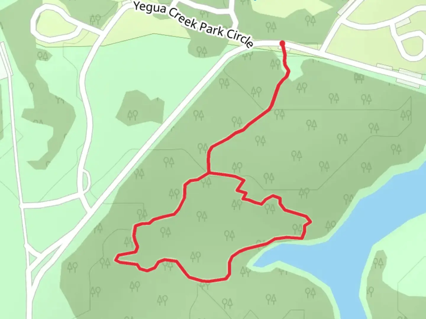 An image depicting the trail Yegua Creek Park Circle Loop and its surrounding area.
