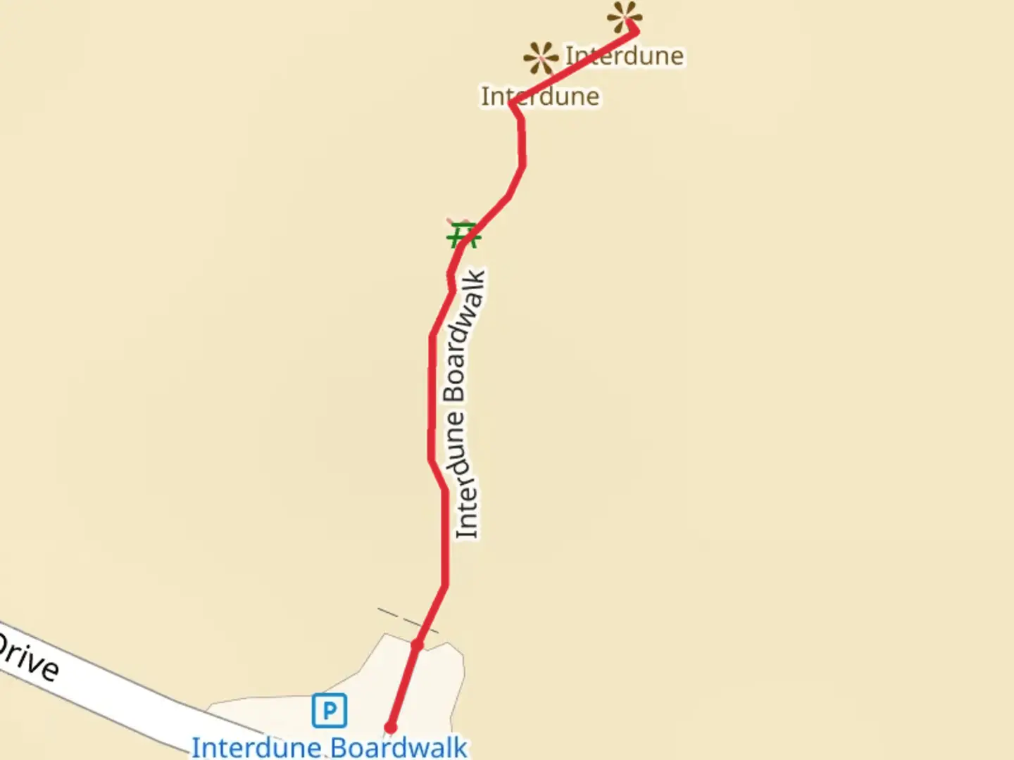 An image depicting the trail Interdune Boardwalk and its surrounding area.