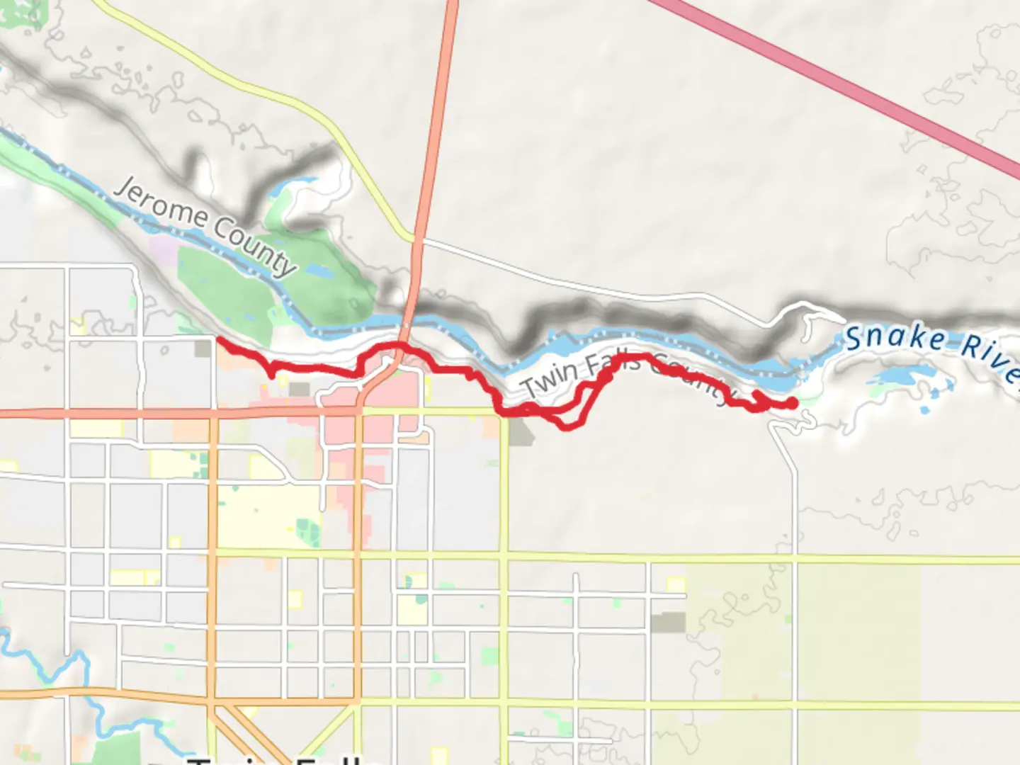An image depicting the trail Canyon Rim Trail from Shoshone Falls and its surrounding area.