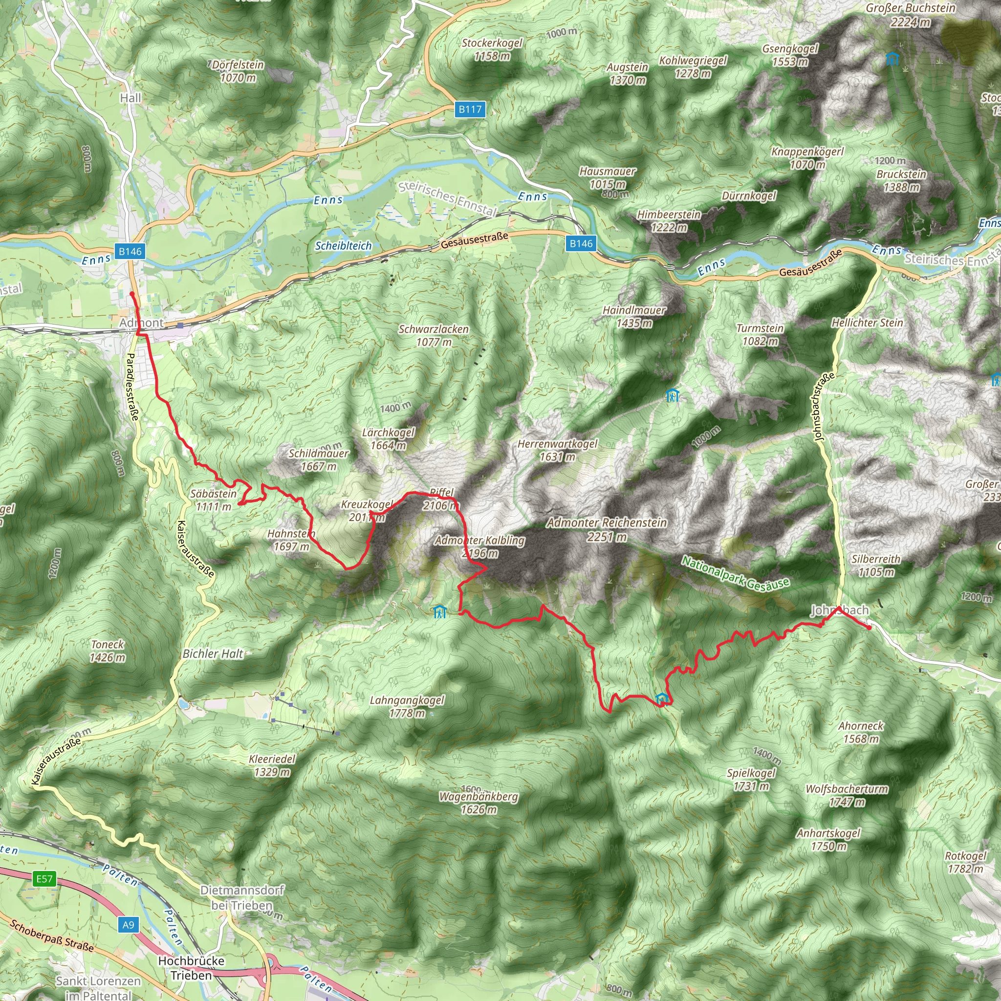 Admont to Johnsbach mobile static map