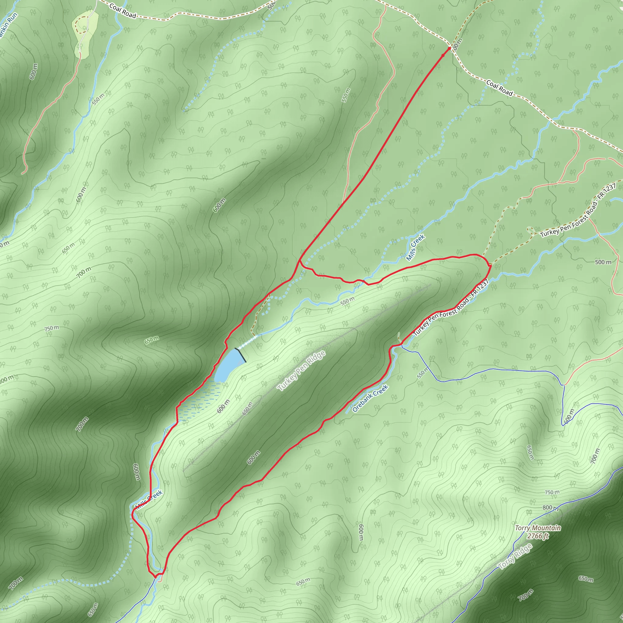Mills Creek Dam and Mills Creek Loop Trail mobile static map