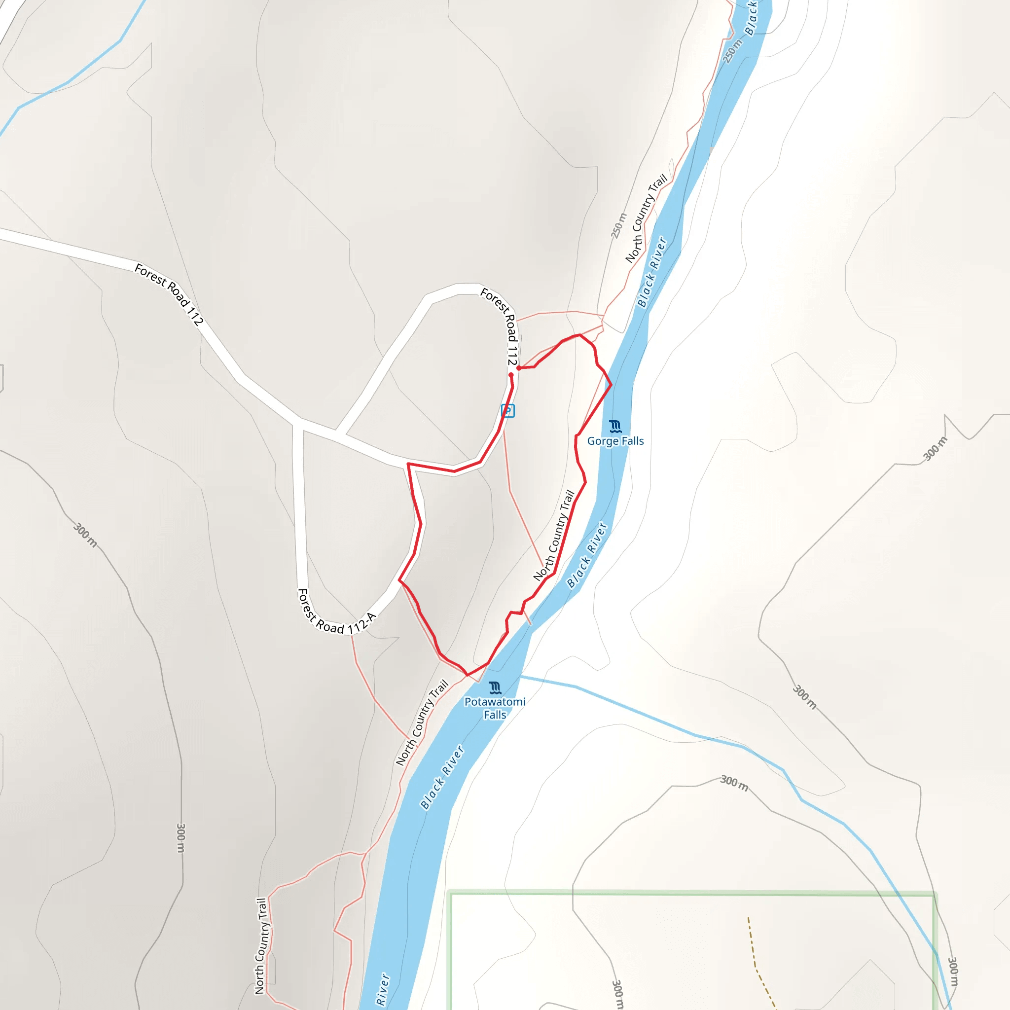 Potawatomi Falls and Gorge Falls Loop Trail mobile static map