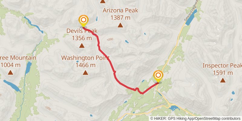 Resurrection Pass Trail spur 2 Map