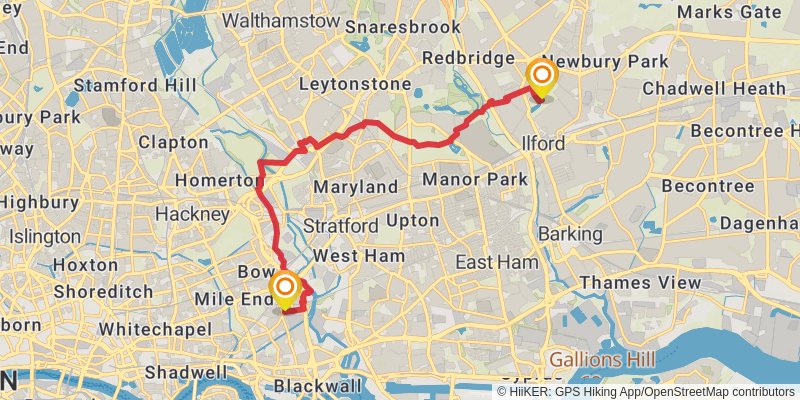 Ipswich to Ilford Walk stage 9 Map