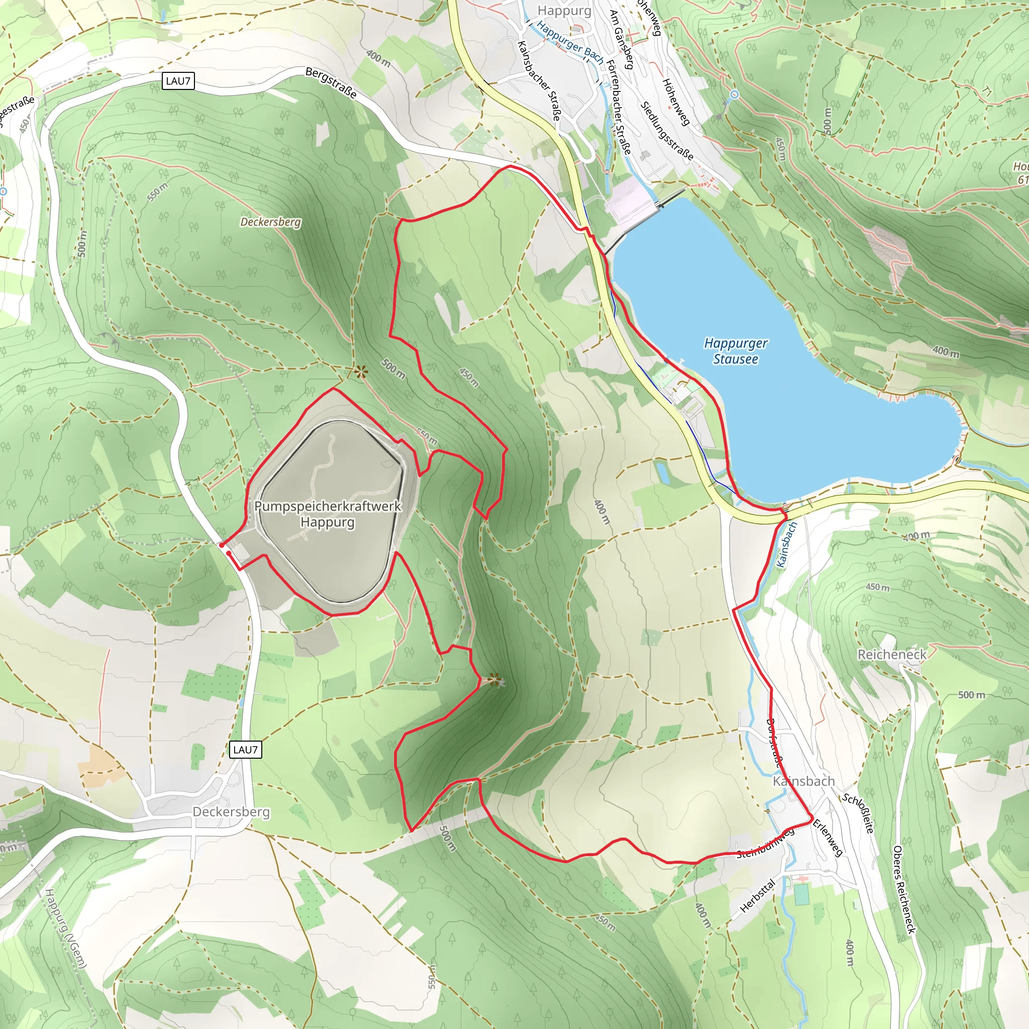 Happurger Stausee via Happurg 4 and 5 mobile static map