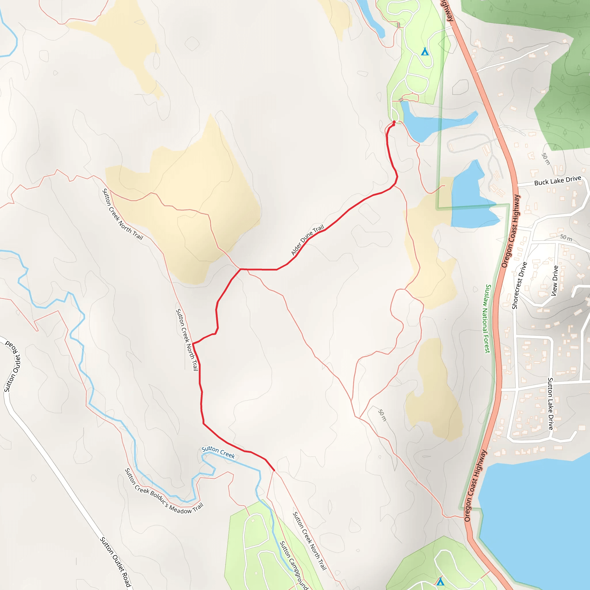 Sutton Creek Out and Back mobile static map