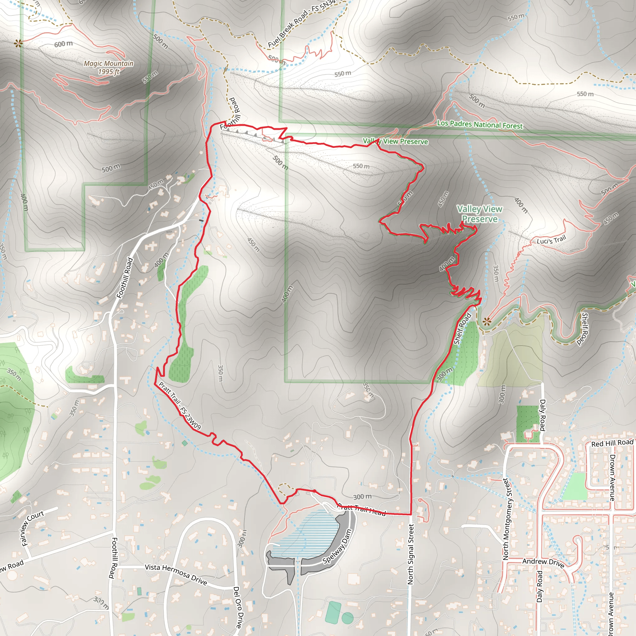 Foothill and Pratt Loop Trail mobile static map
