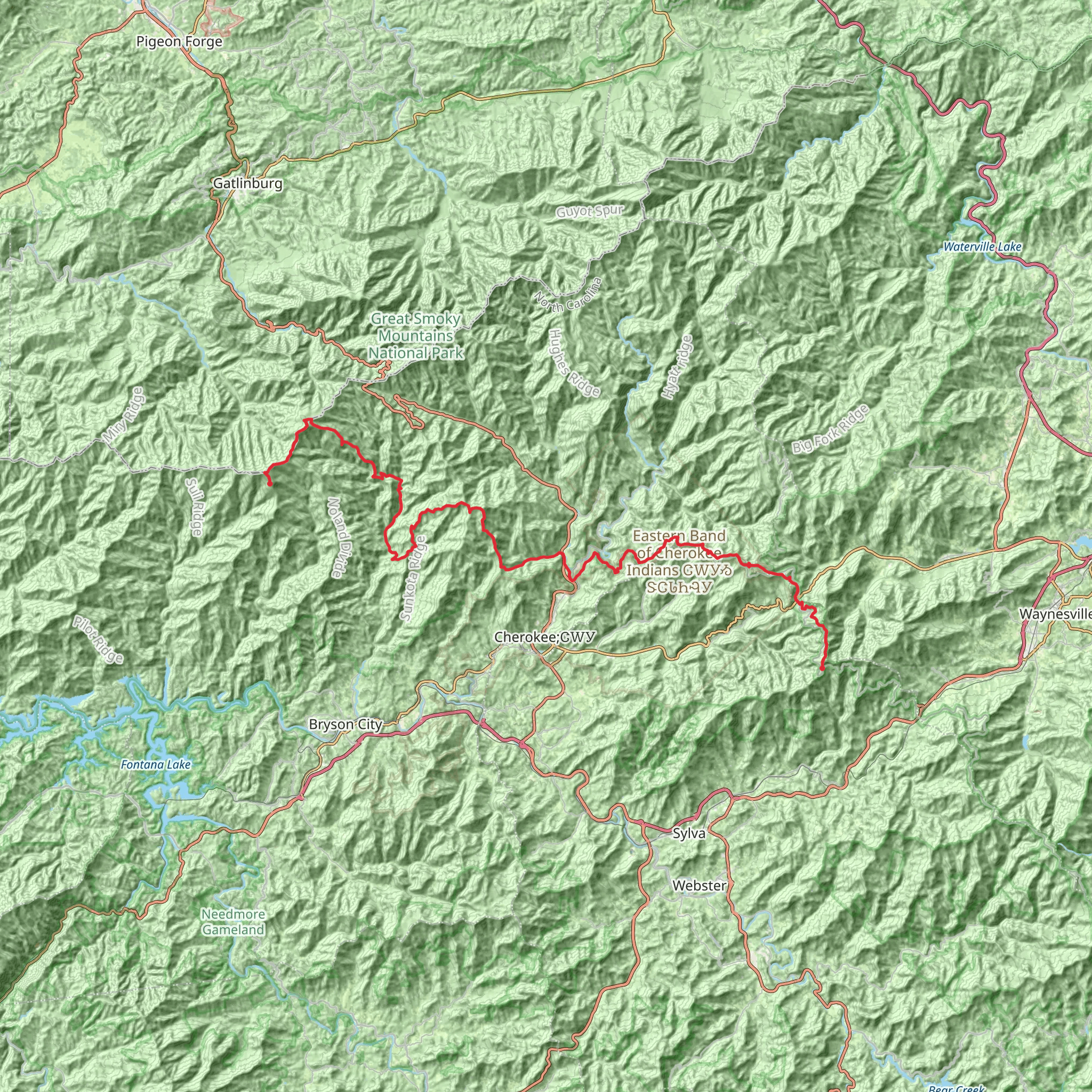 Mountain to Sea Trail mobile static map