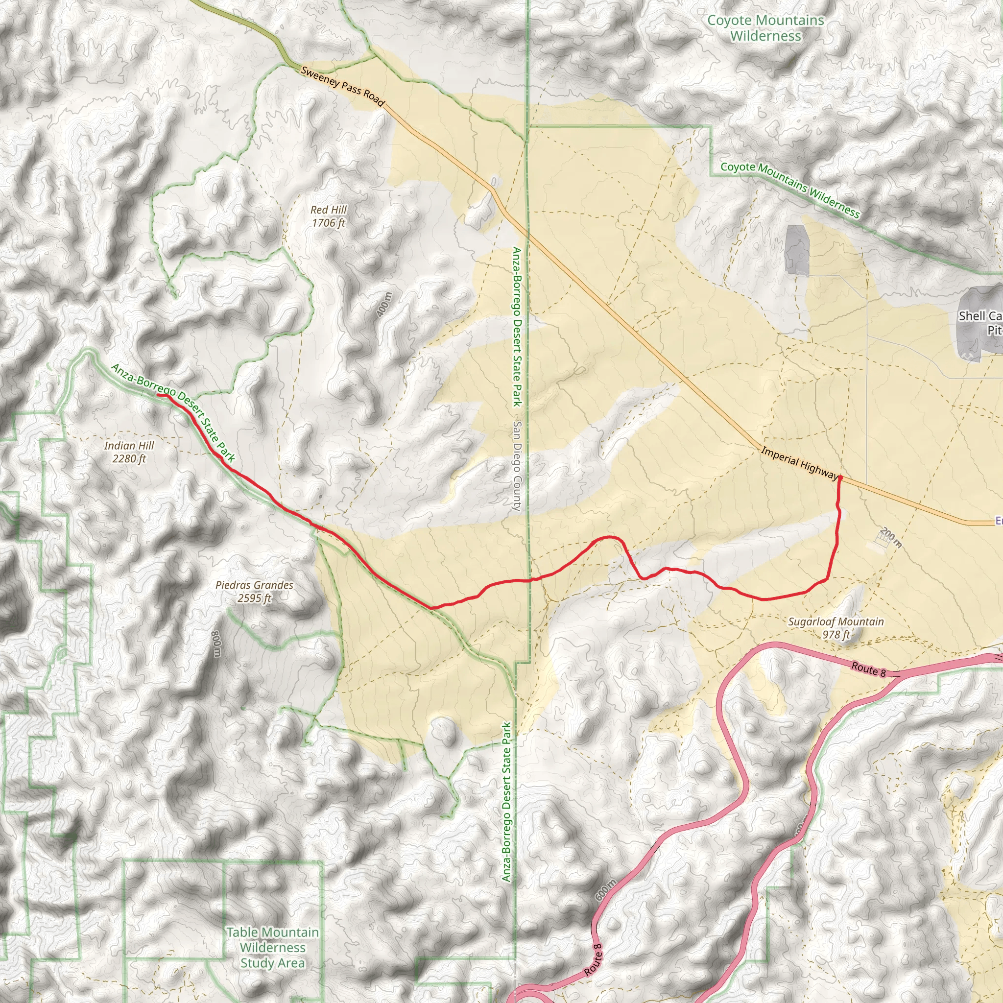 Dos Cabezas Road Trail mobile static map
