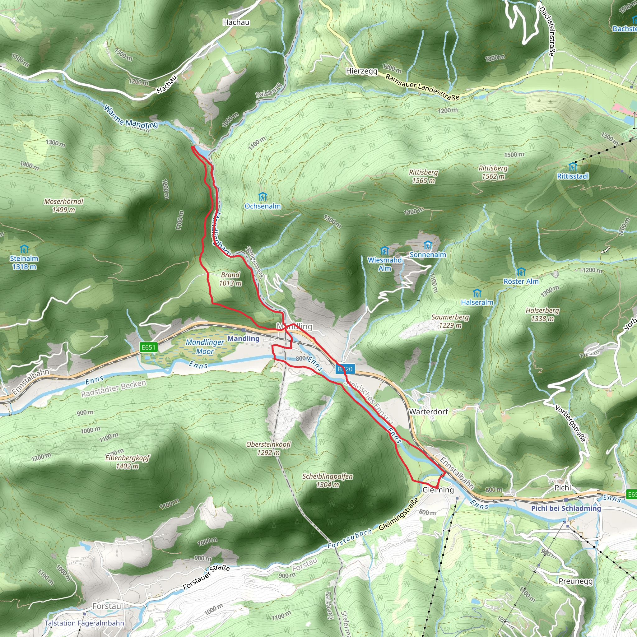 Mandling Trail mobile static map