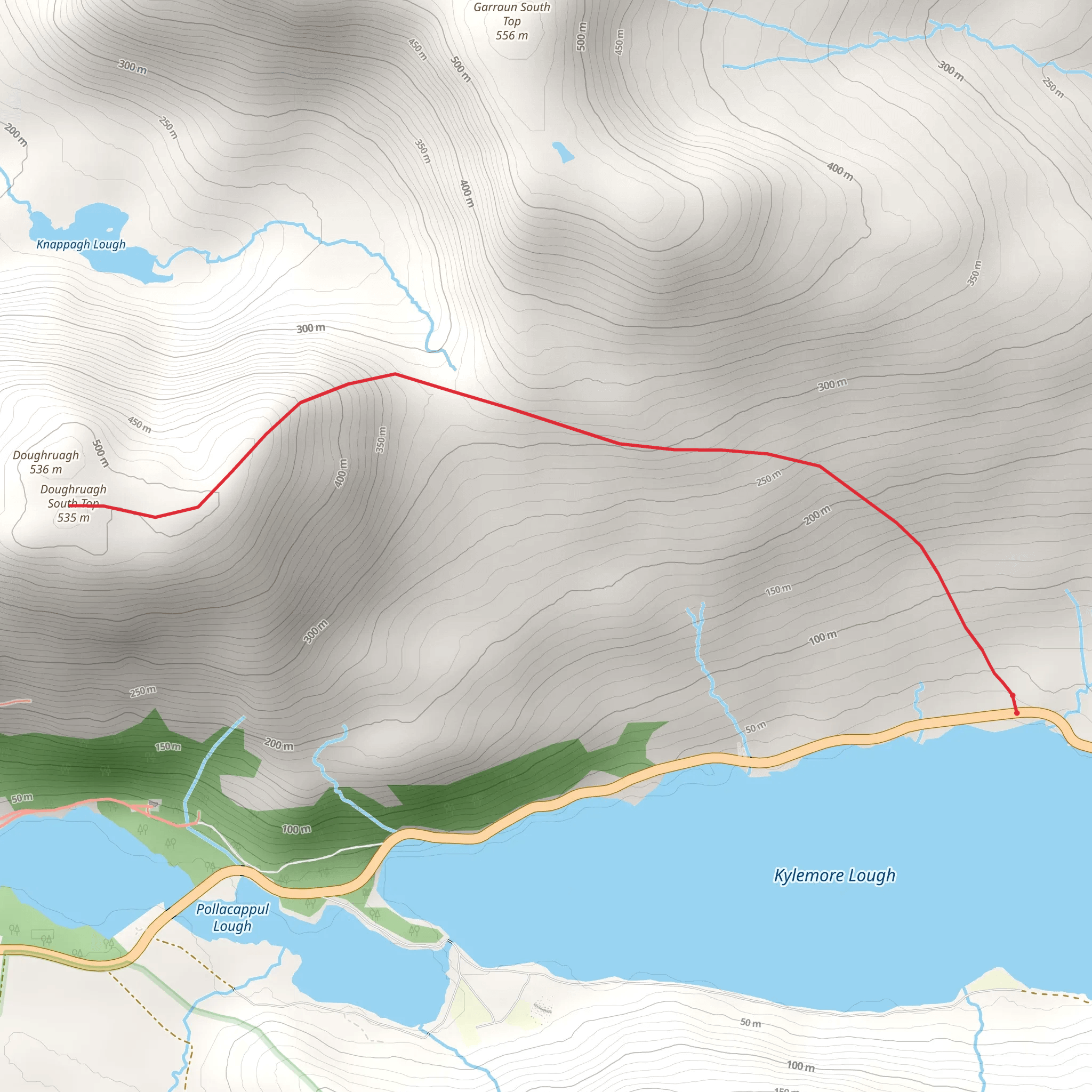 Doughruagh South Top Mountain Walk from Kylemore Lough mobile static map