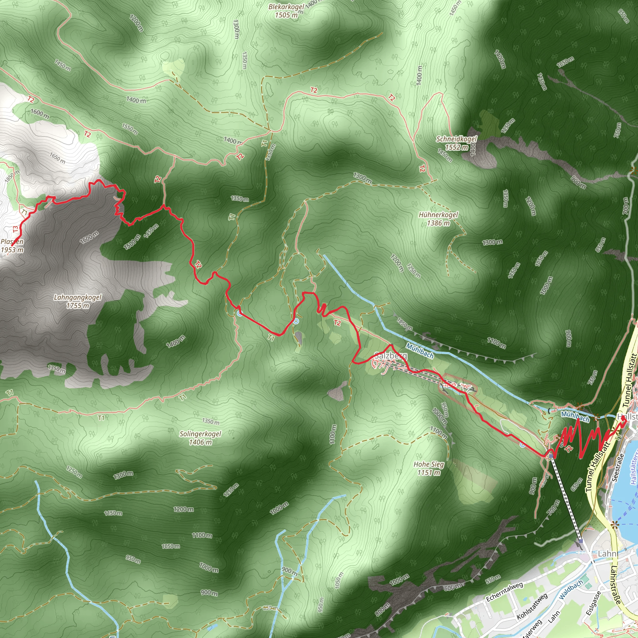 Hallstatt to Plassen Peak mobile static map