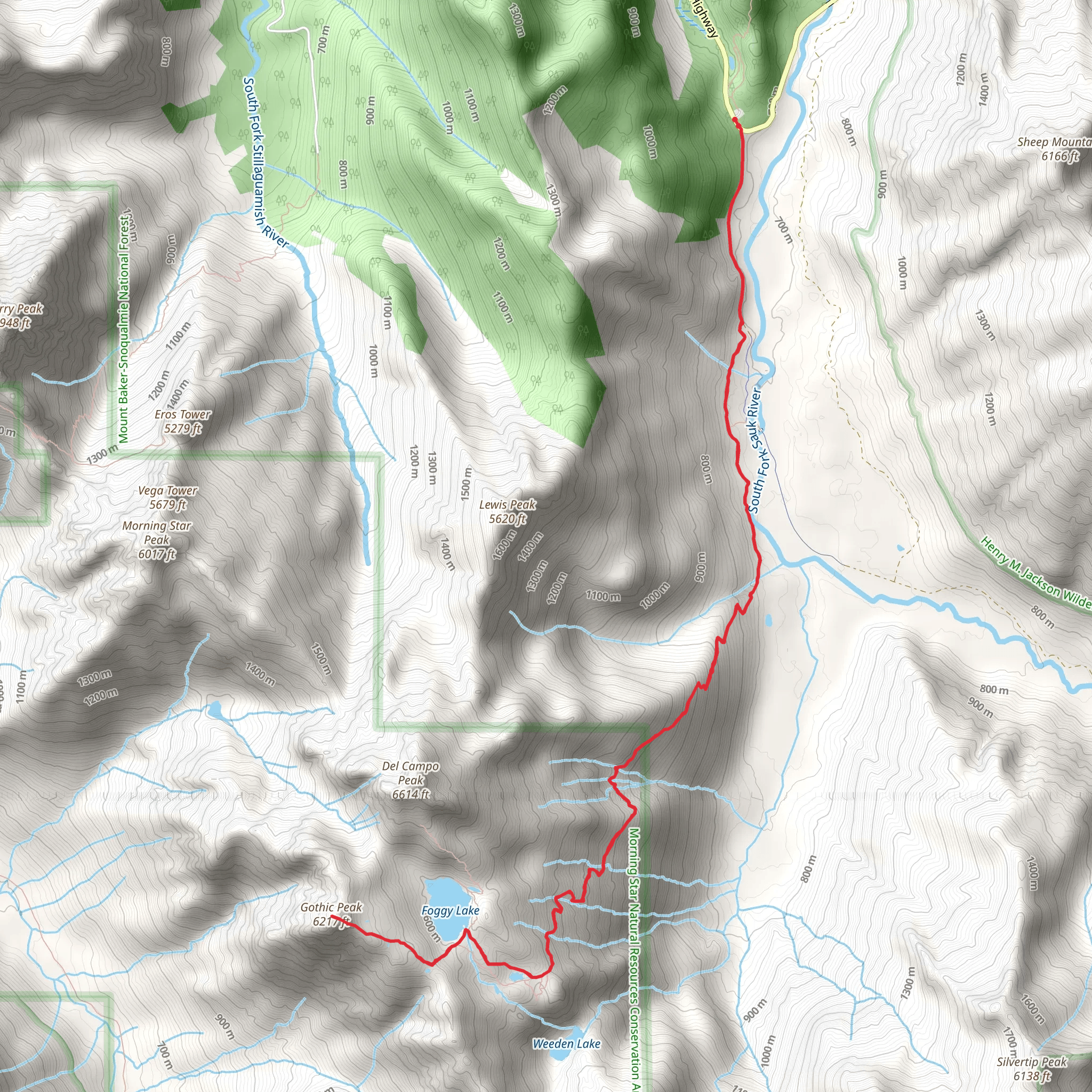 Weden Creek Trail to Gothic Peak mobile static map