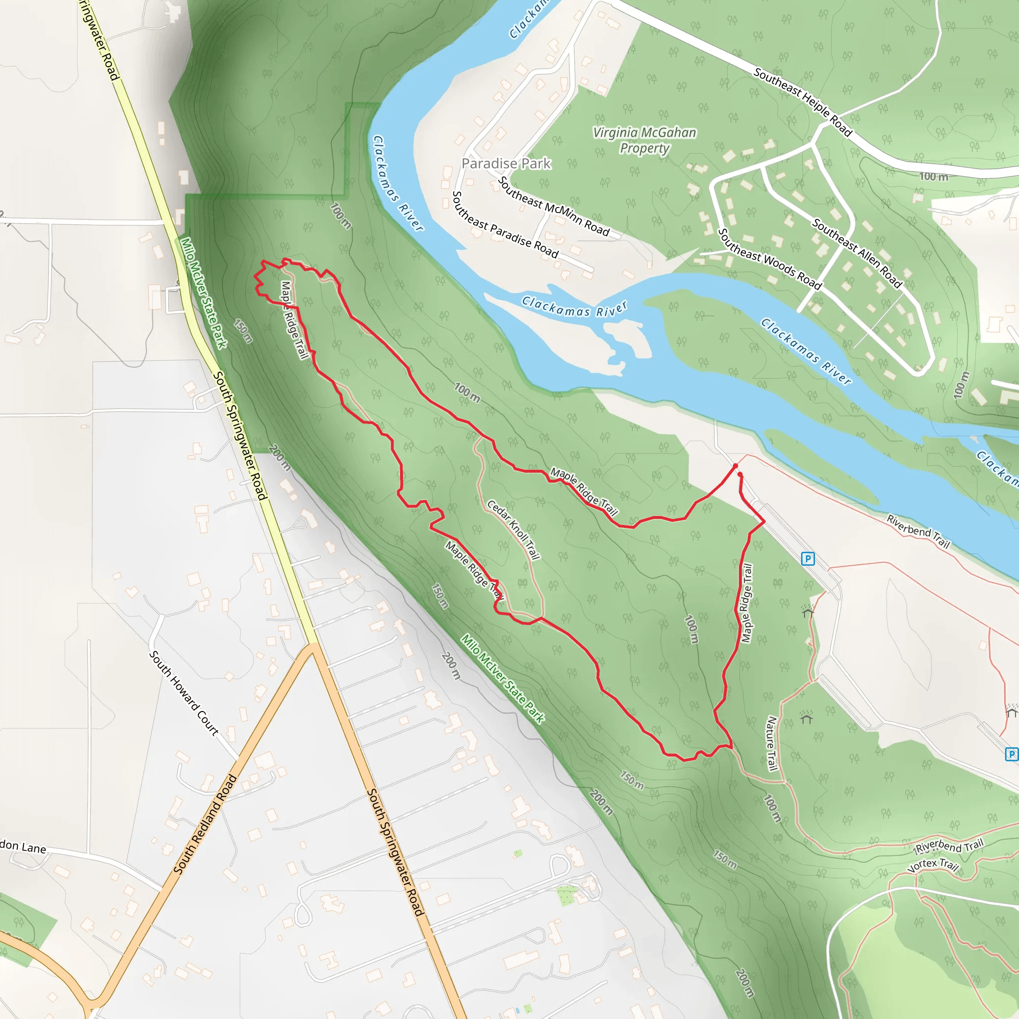 Maple Ridge Loop Trail mobile static map