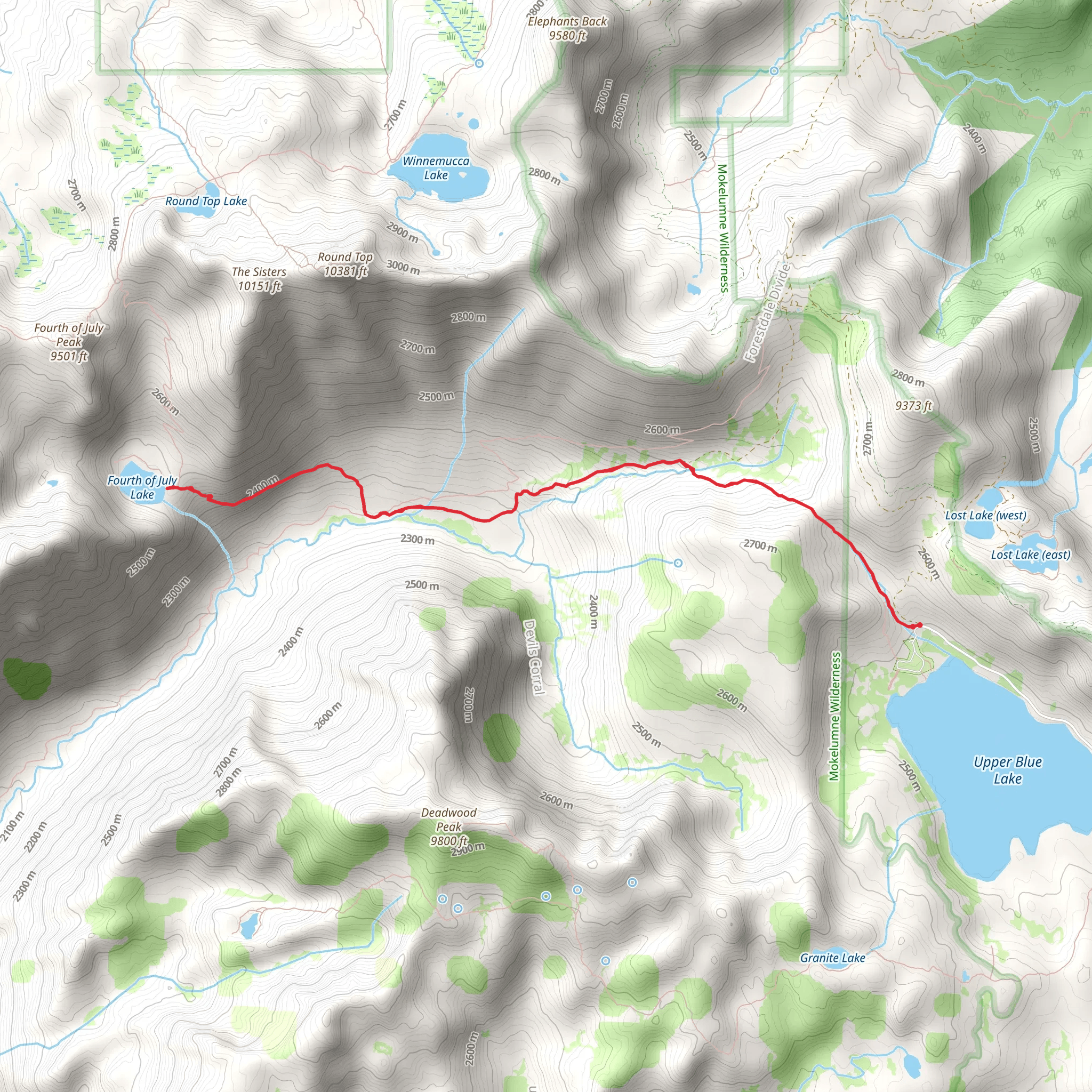 Fourth of July Lake via Evergreen Trail mobile static map