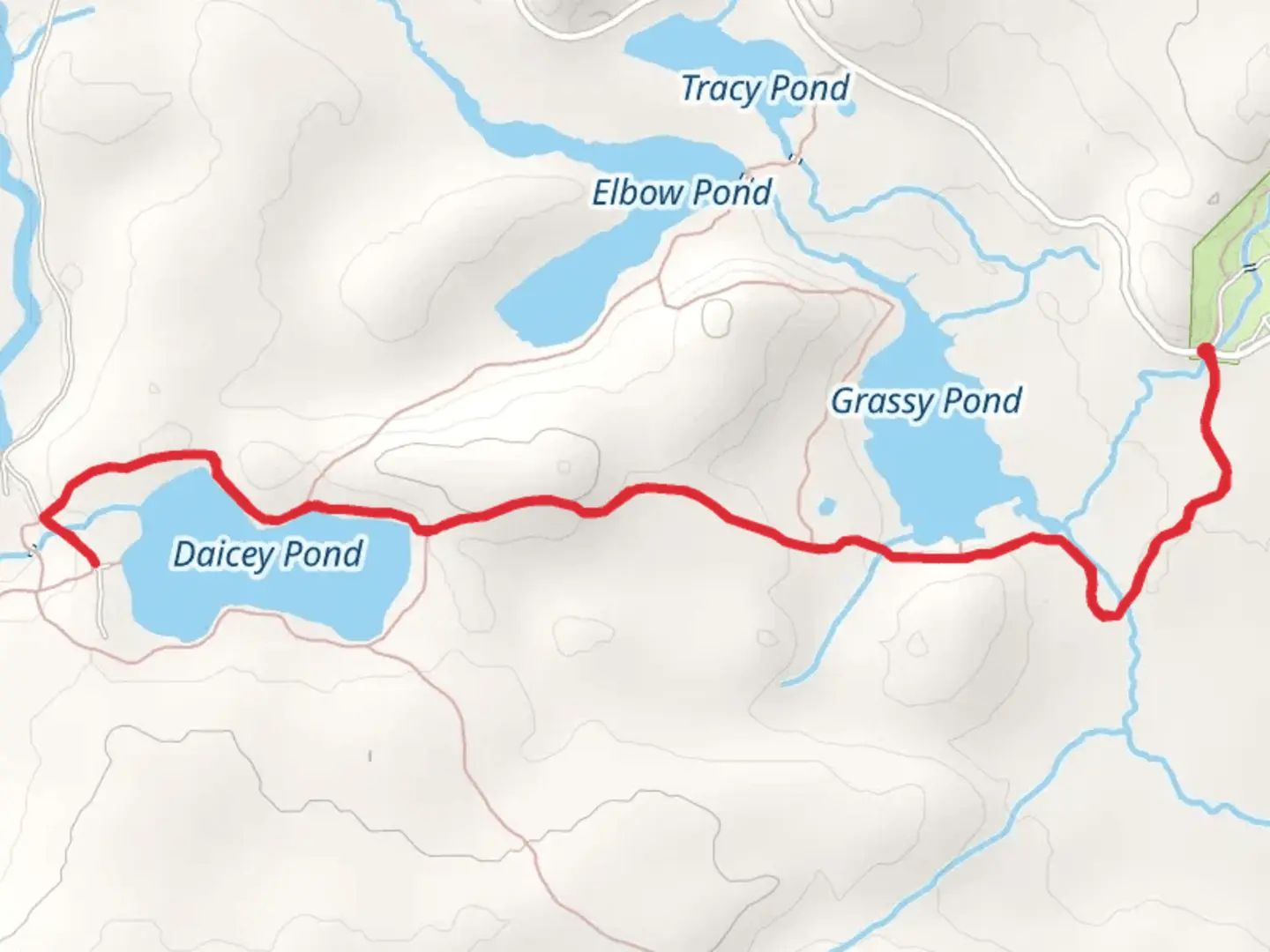 An image depicting the trail Daicey Pond via Appalachian Trail and its surrounding area.