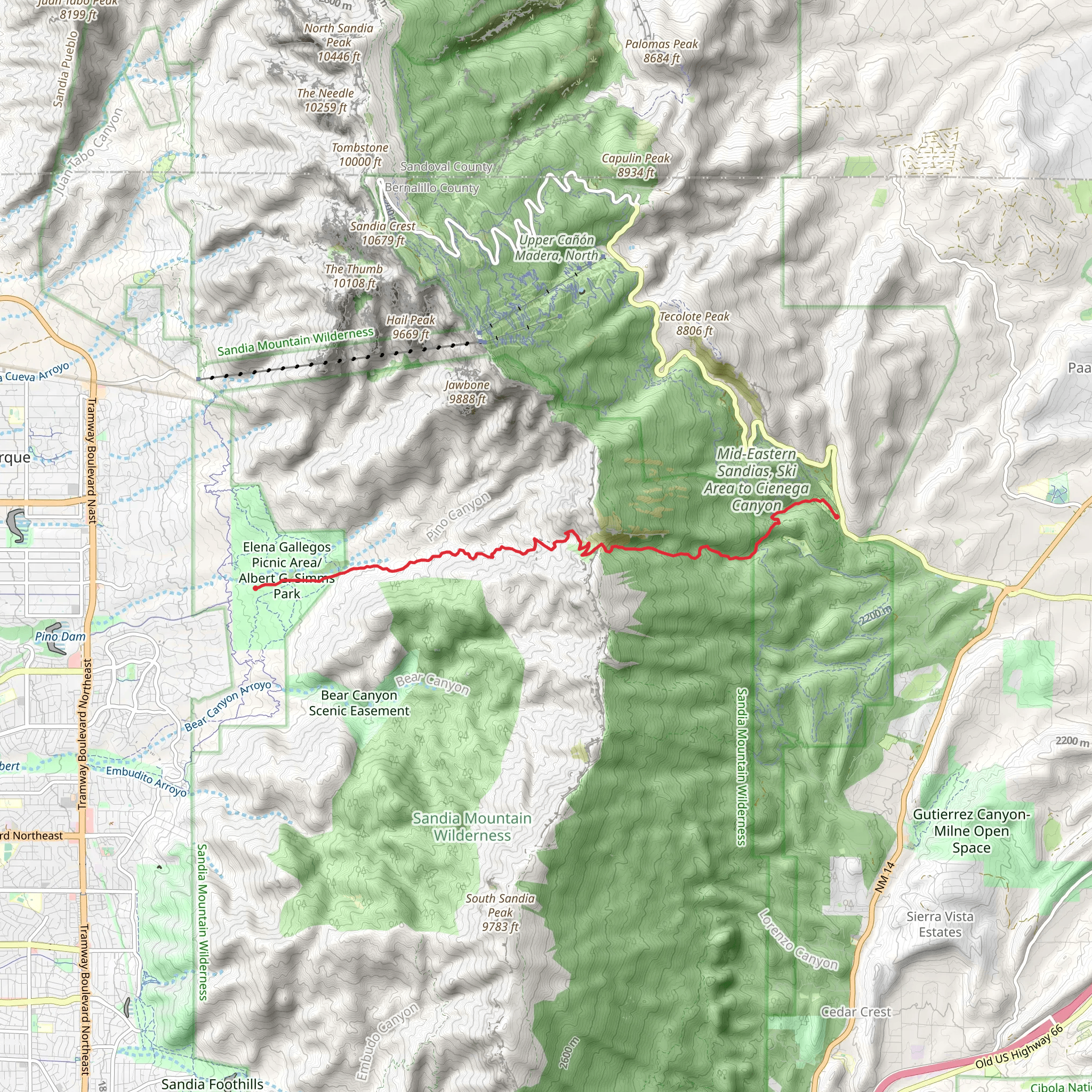Pino Trail, Cienega Trail and Sulphur Canyon Trail mobile static map