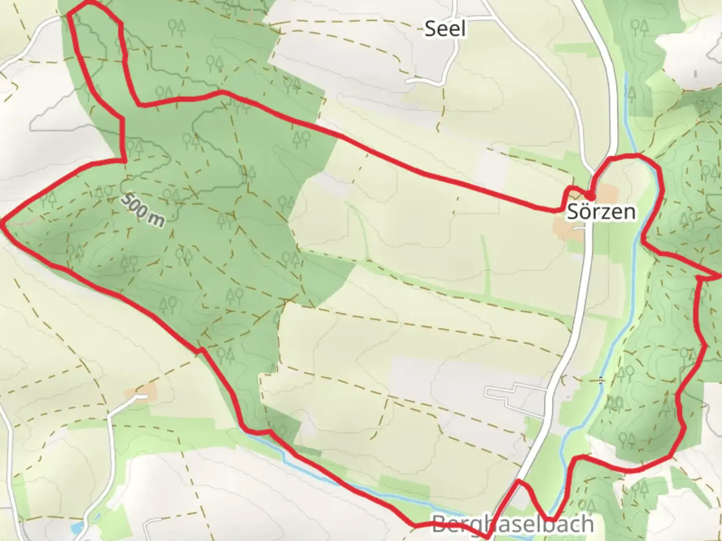 An image depicting the trail Sörzen Loop and its surrounding area.