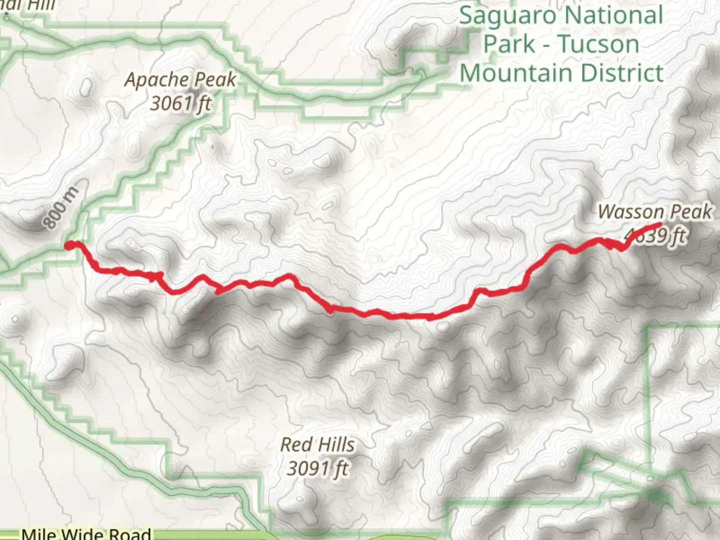 An image depicting the trail Amole Peak and Wasson Peak and its surrounding area.