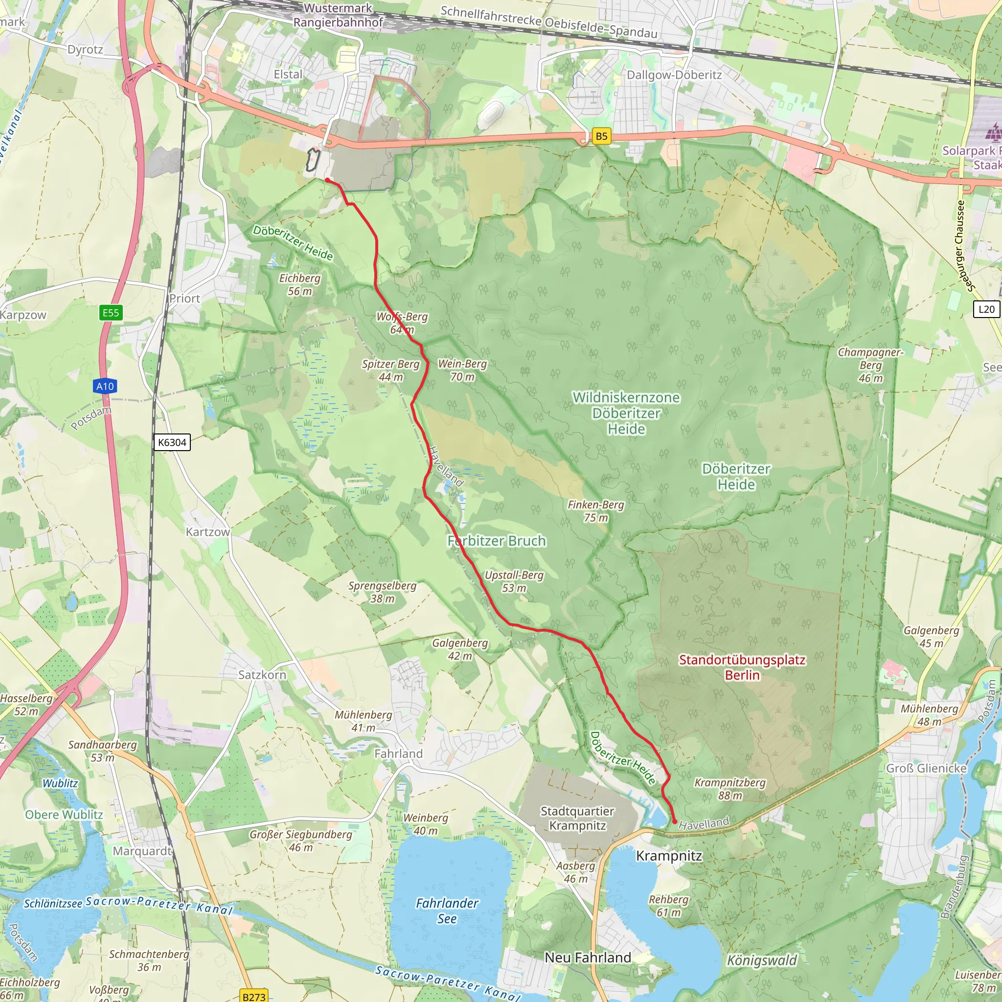 Wolfs-Berg via Doeberitzer Heide mobile static map