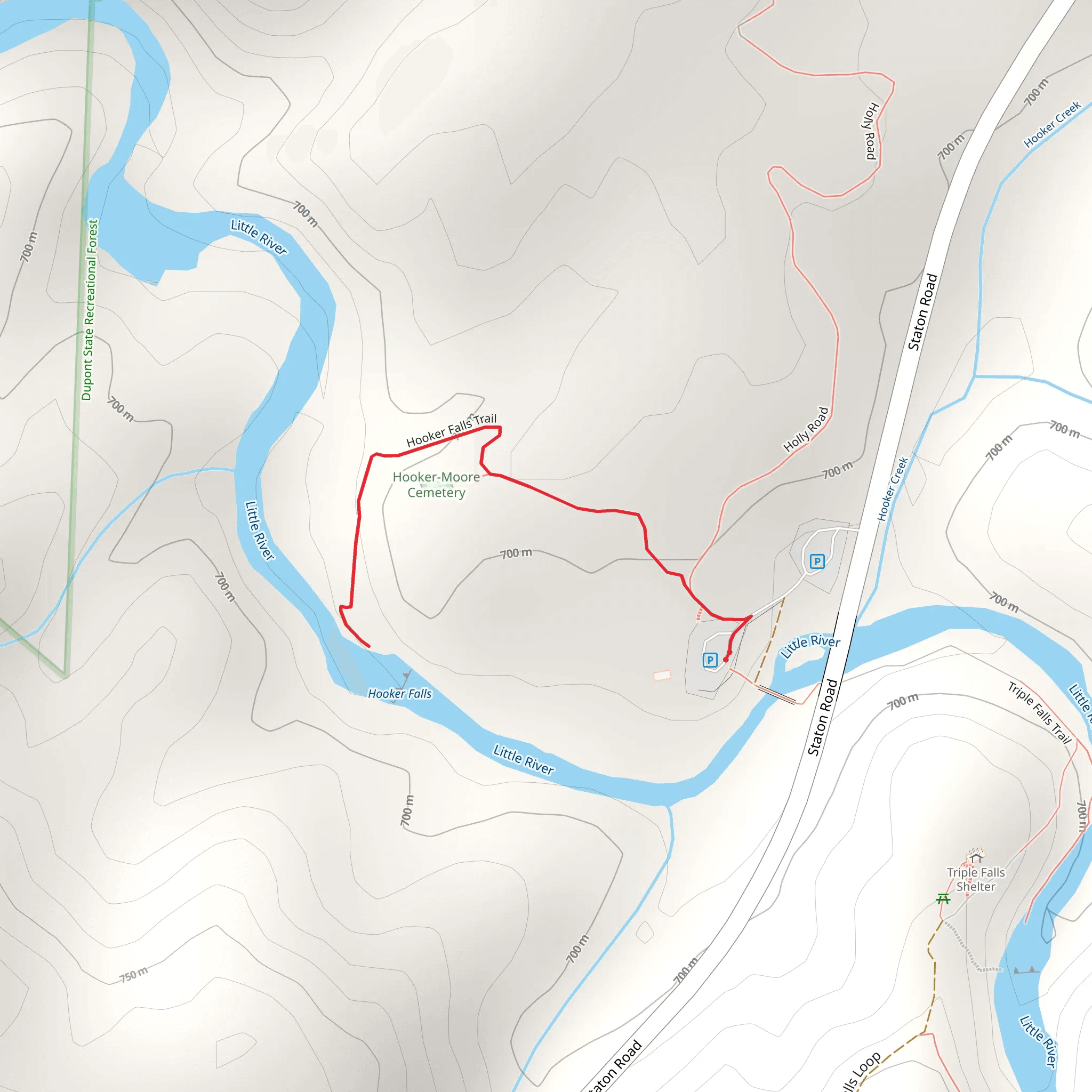 Hooker Falls Trail mobile static map