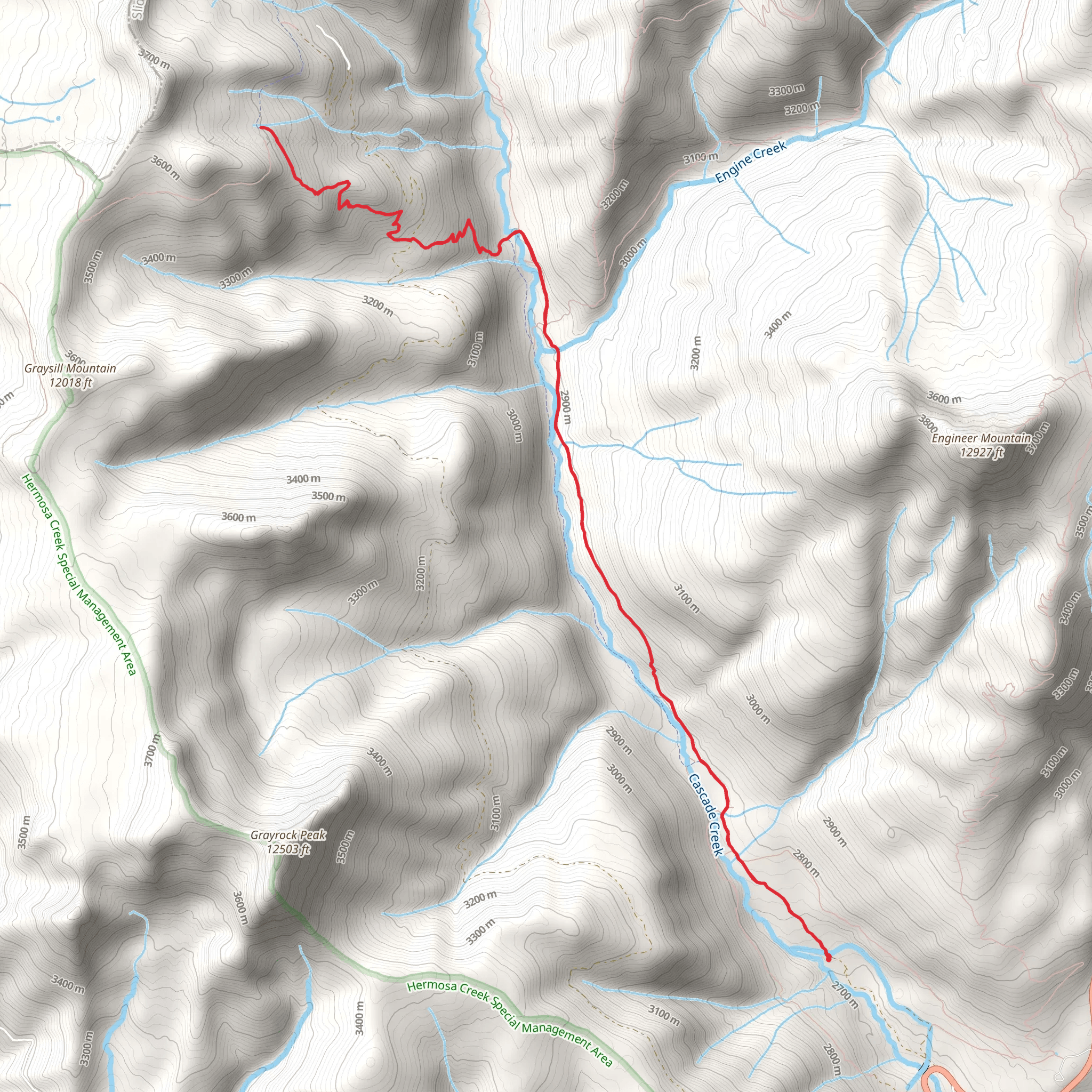 Graysill Trail via Cascade Creek Trail mobile static map