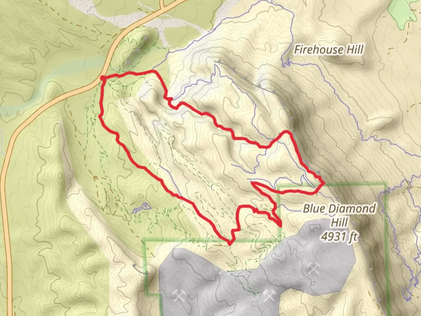 An image depicting the trail Cowboy Cave and Canyon Loop and its surrounding area.