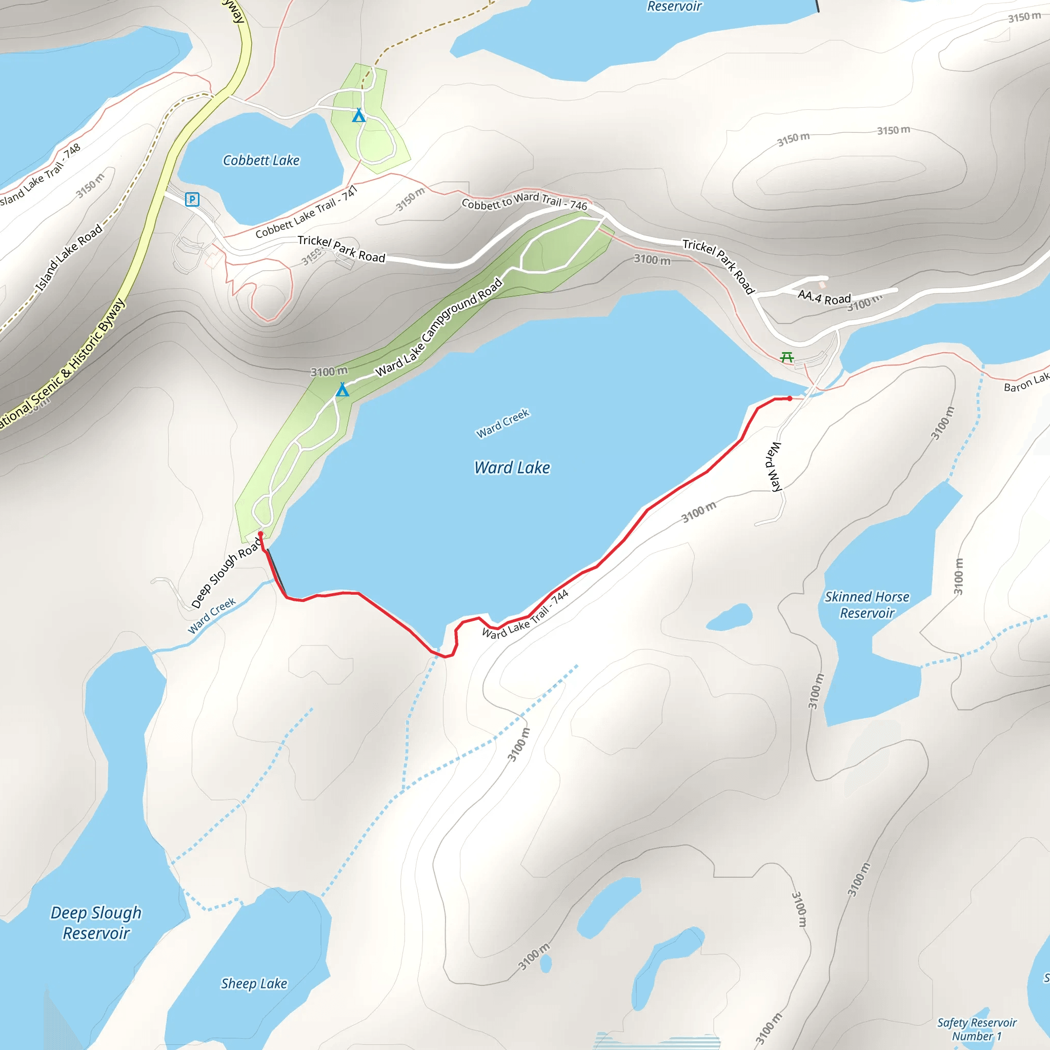 Ward Lake Trail mobile static map