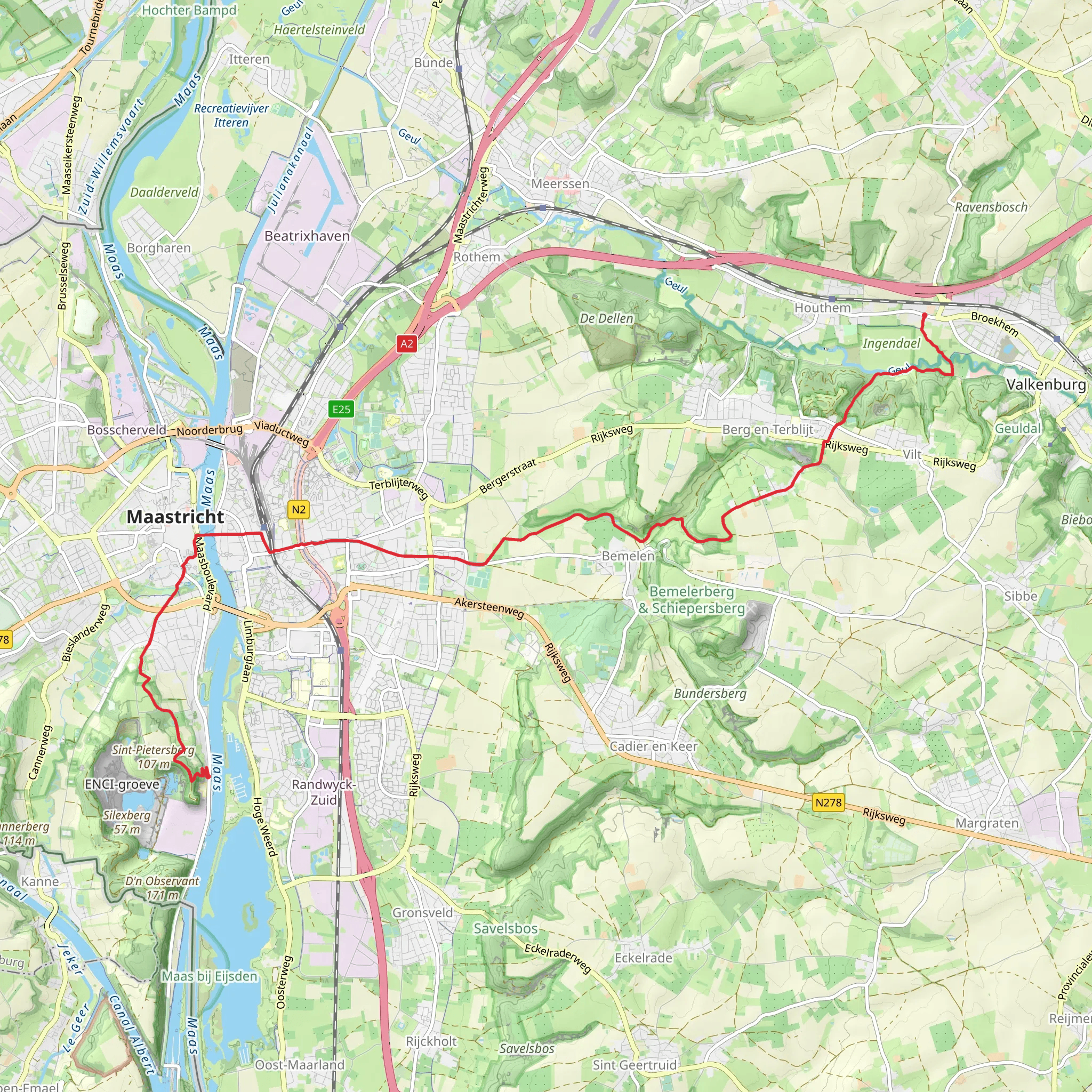 Strabeek to Slavante via Geulpad, Lange Bergweg and Gasthuisdelleweg mobile static map
