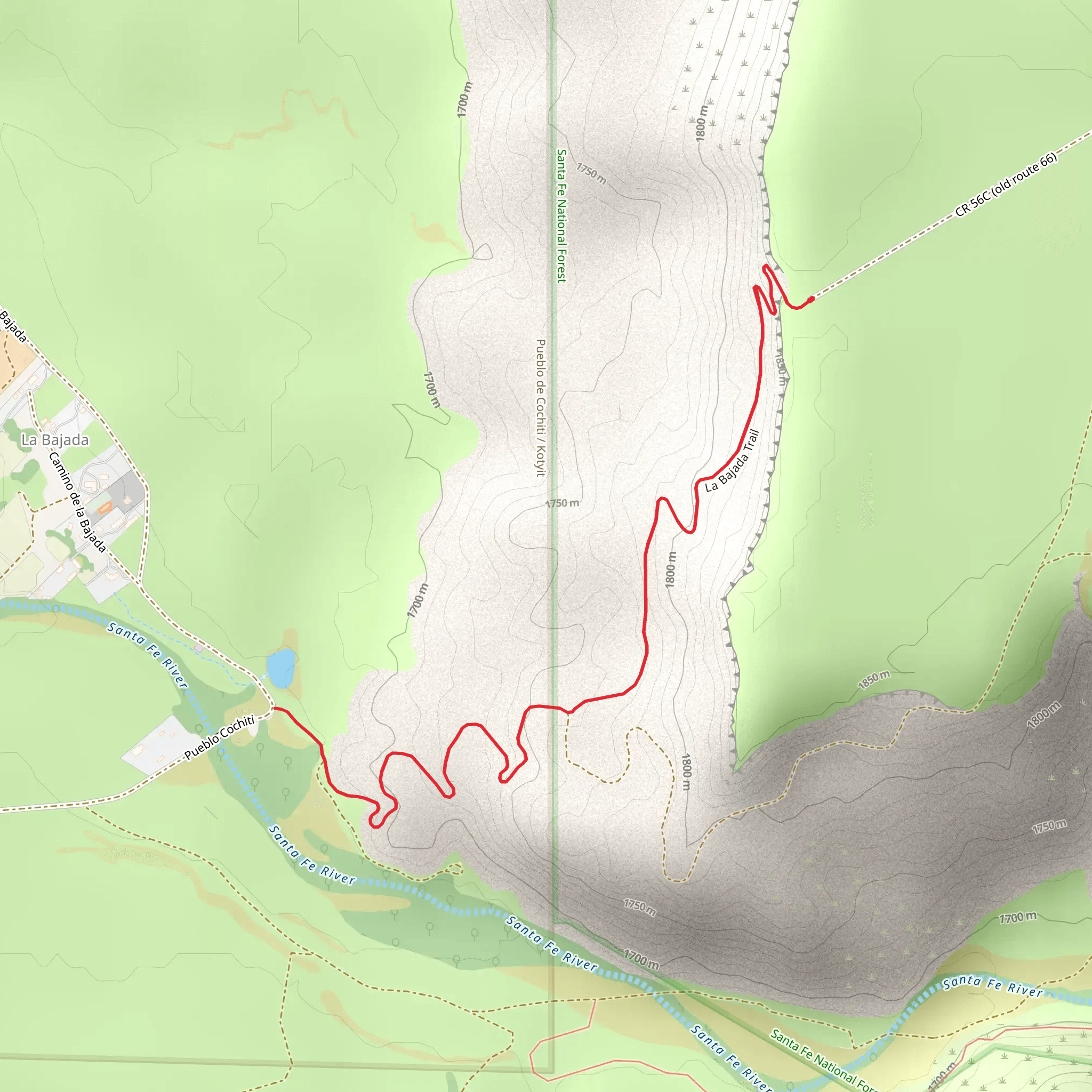 La Bajada Trail mobile static map