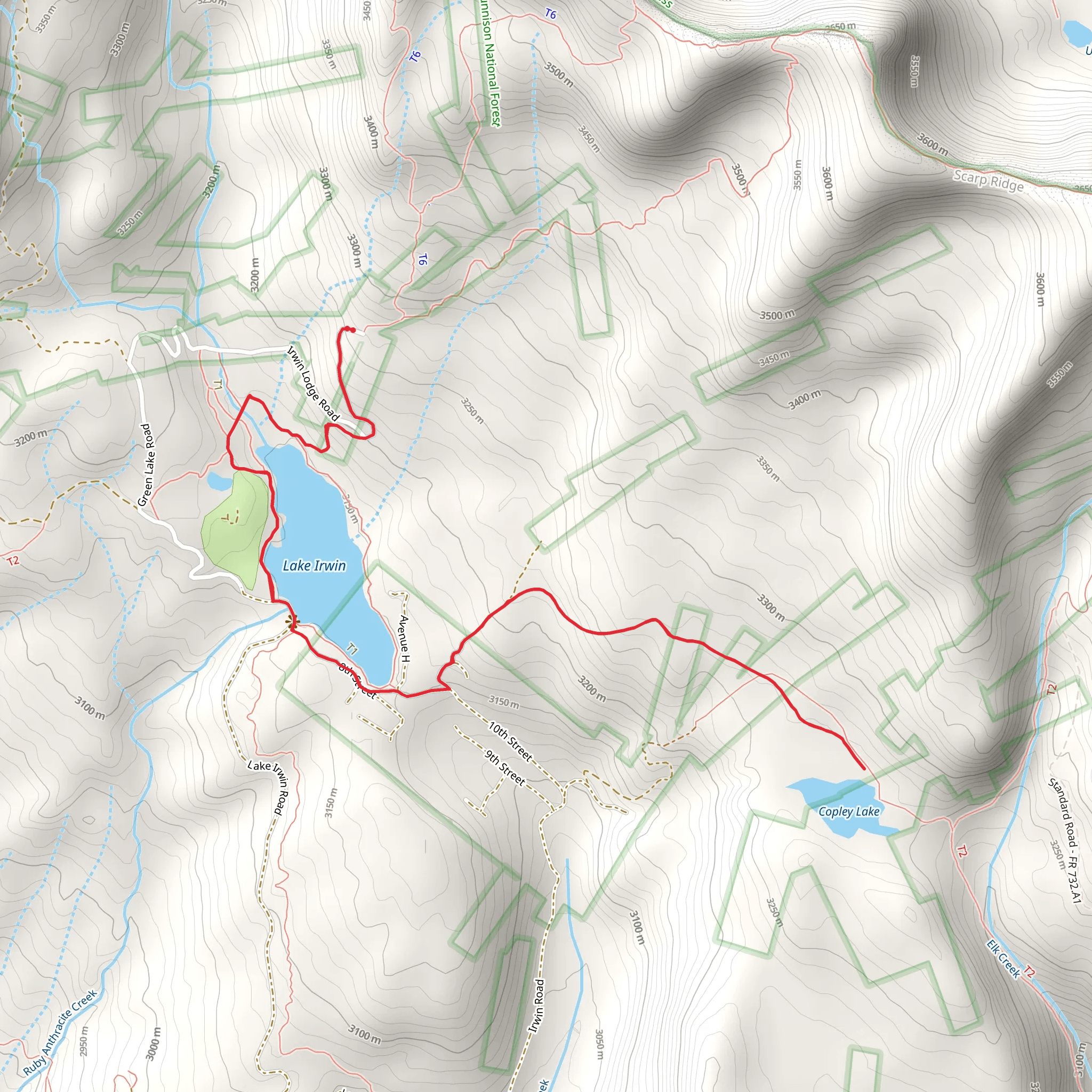 Irvin Lake and Copley Lake Trail mobile static map
