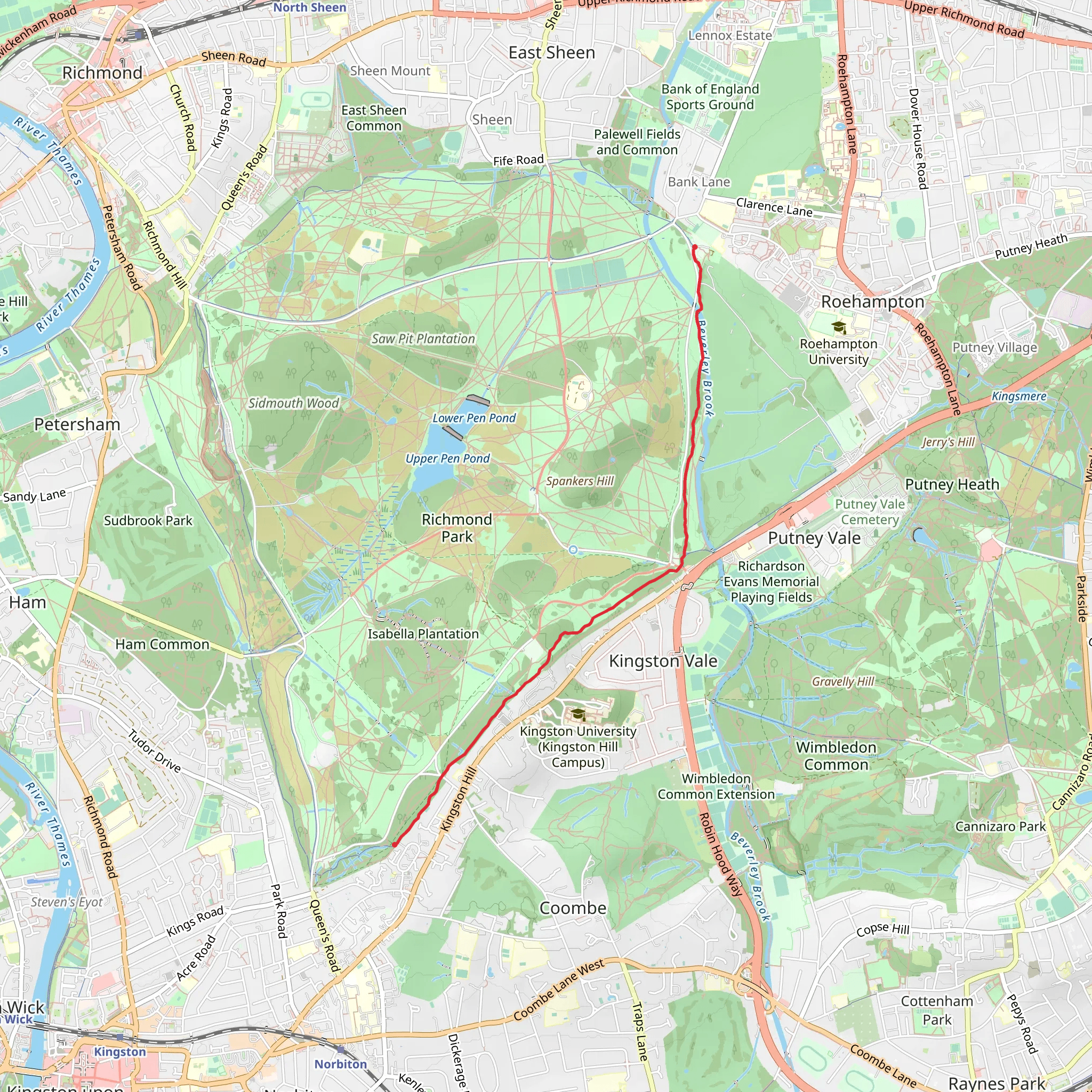 Richmond Park East Walk mobile static map