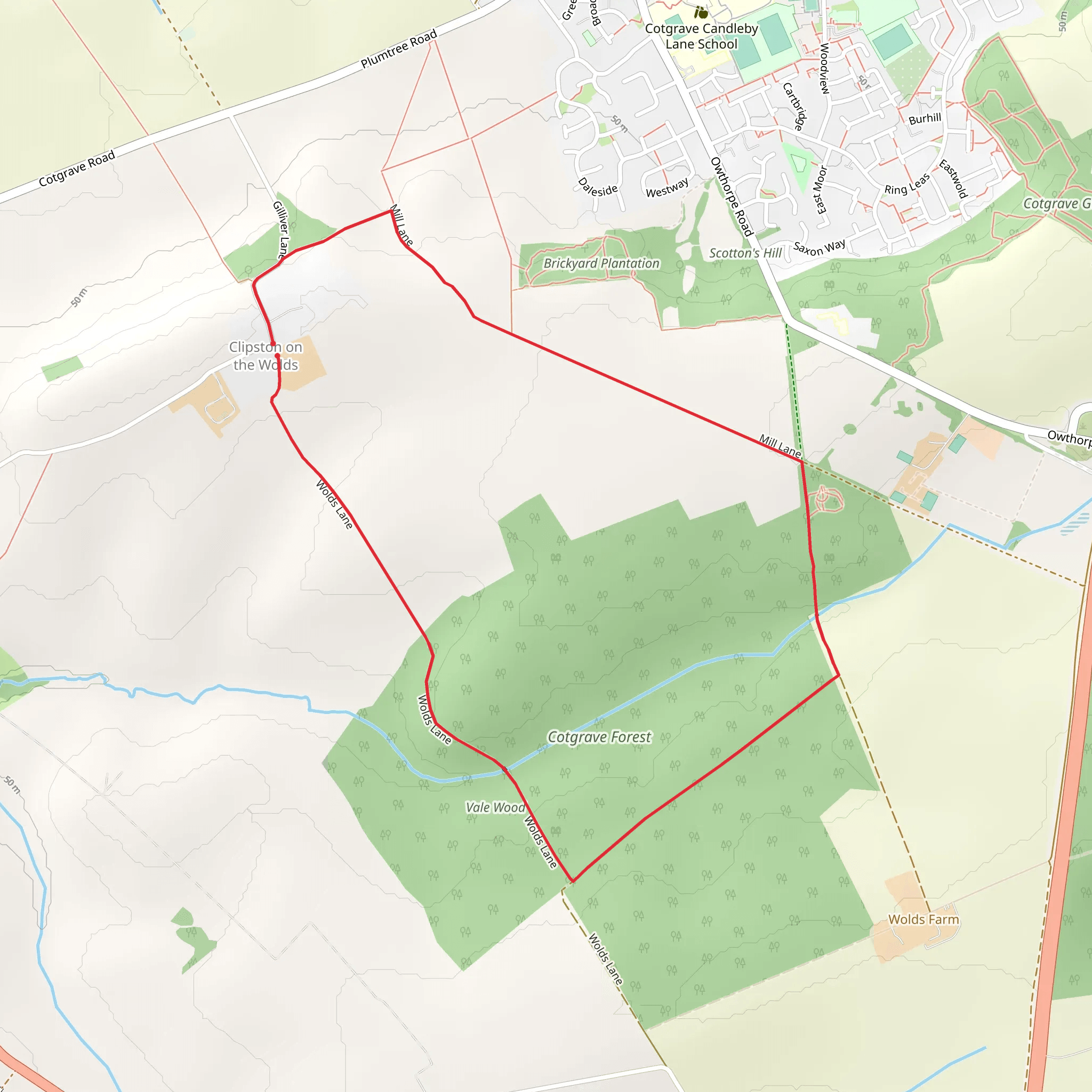 Cotgrave Forest Loop mobile static map