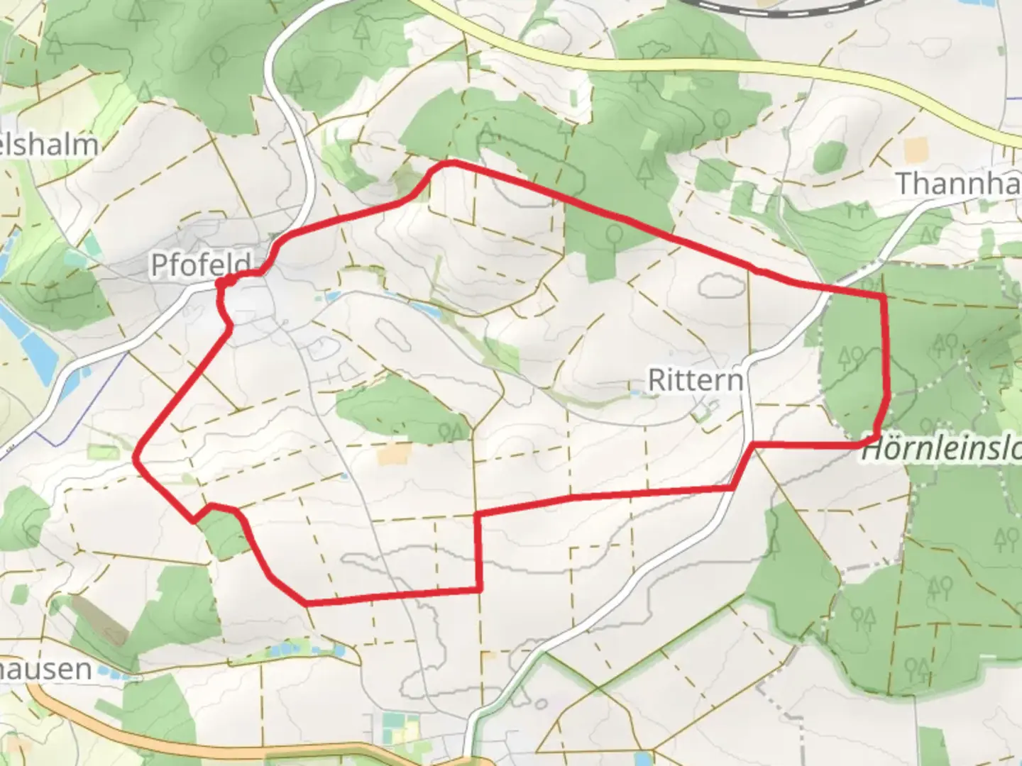 An image depicting the trail Fraenkisches Seenland Loop and its surrounding area.