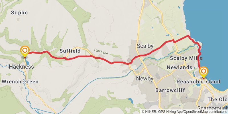 Ravenglass to Scarborough in North of England stage 18 Map