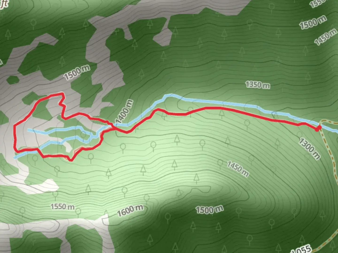 An image depicting the trail Echo Basin Trail and its surrounding area.